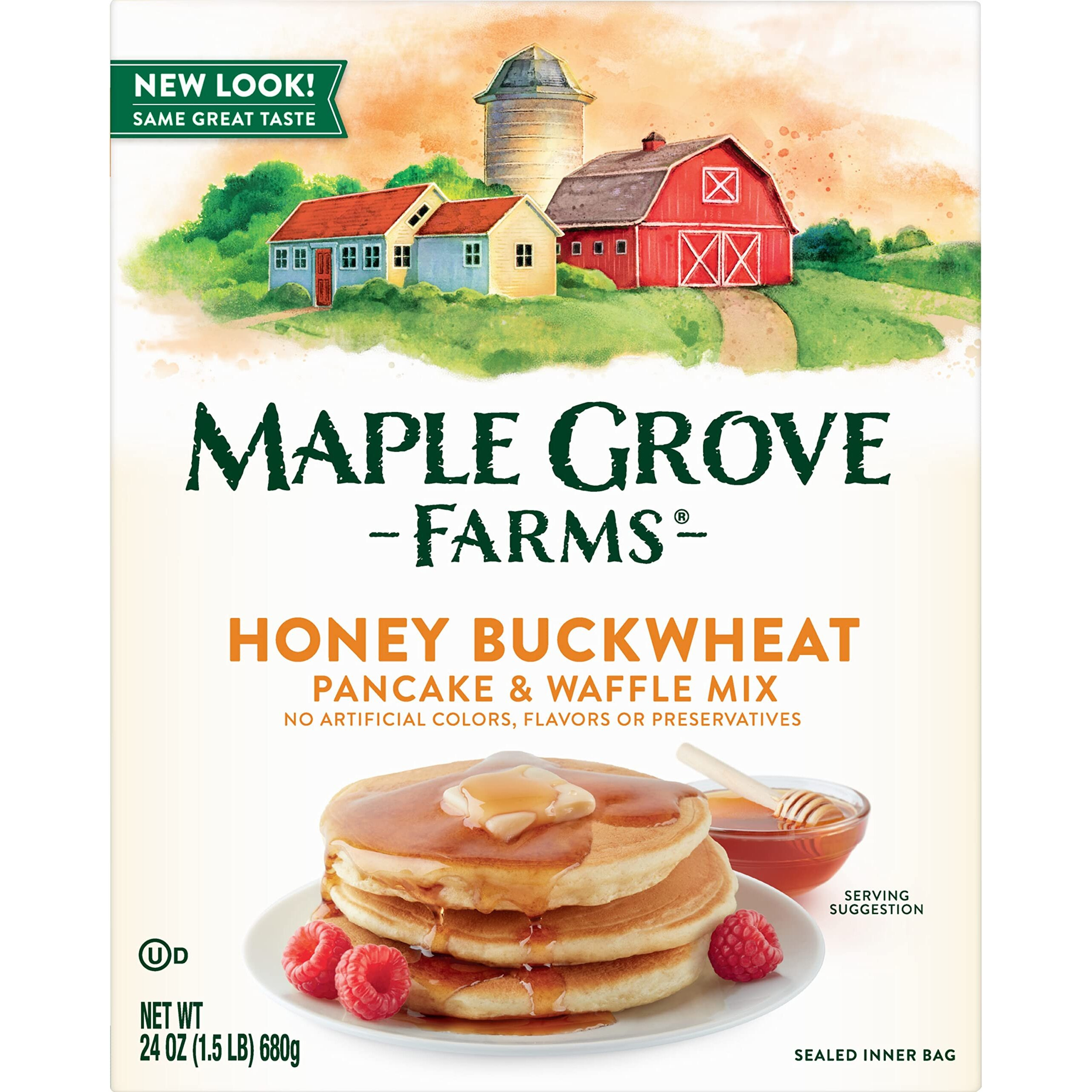 Maple Grove Farms Pancake & Waffle Mix, Honey Buckwheat, 24 Ounce (Pack Of 6)