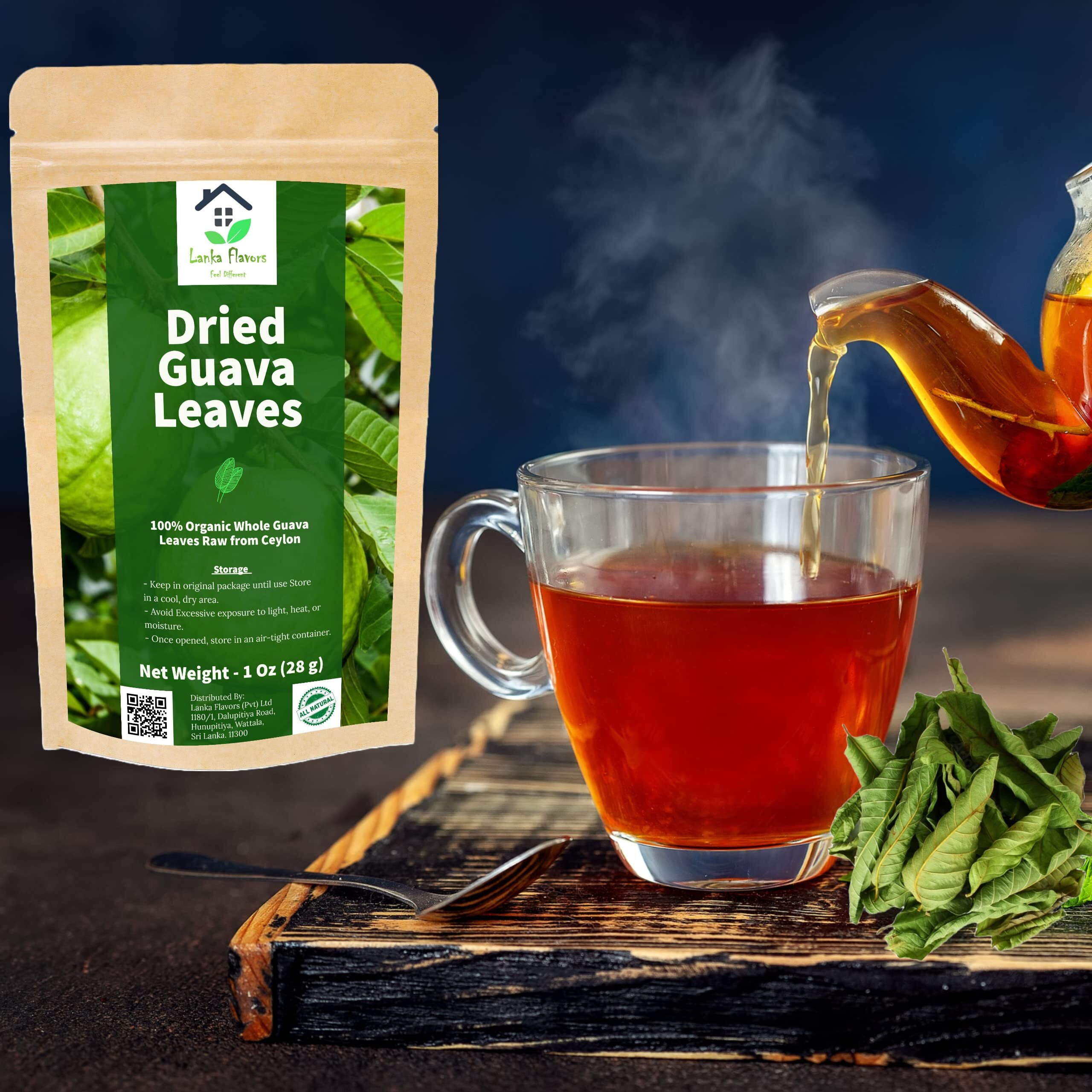 Lanka Flavors Feel Different Dried Guava Leaves 1 Oz (28G) Hojas De Guayaba Herbal Tea Natural Organic Air Dried Whole Leaf Harvested From Ceylon