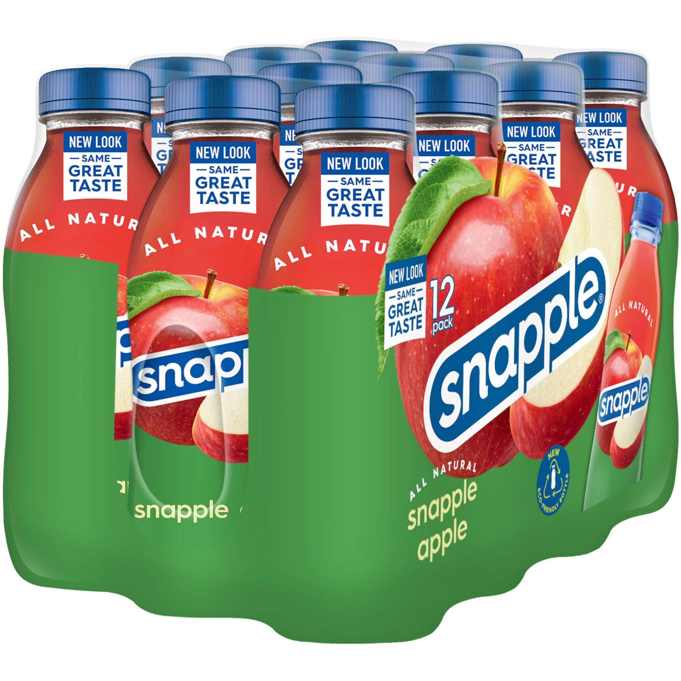 Snapple Apple Juice Drink, 16 Fl Oz Recycled Plastic Bottle, Pack Of 12