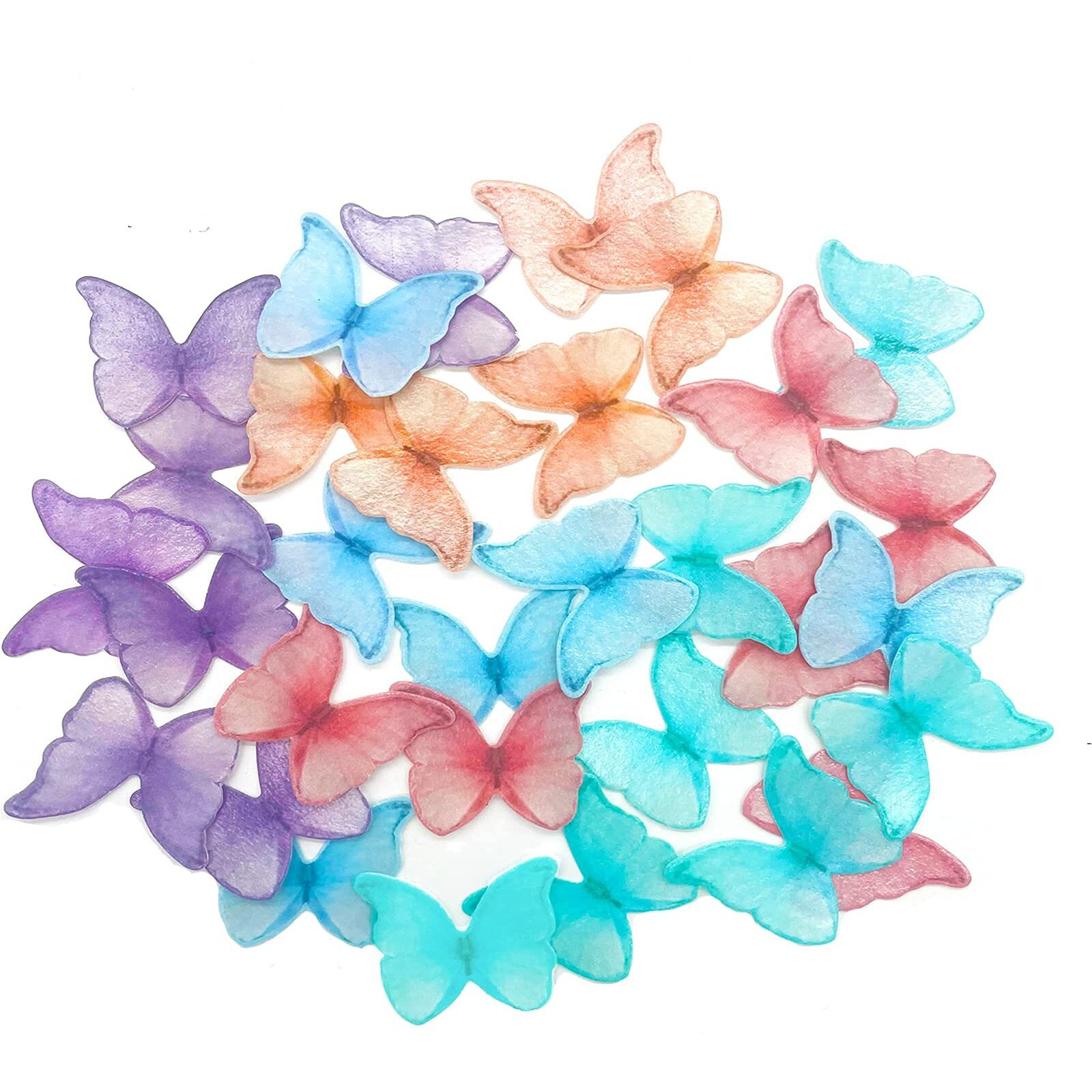 Georld Edible Wafer Paper Butterflies Set Of 48 Purple Colorful Cake Decorations, Cupcake Topper Mixed Color