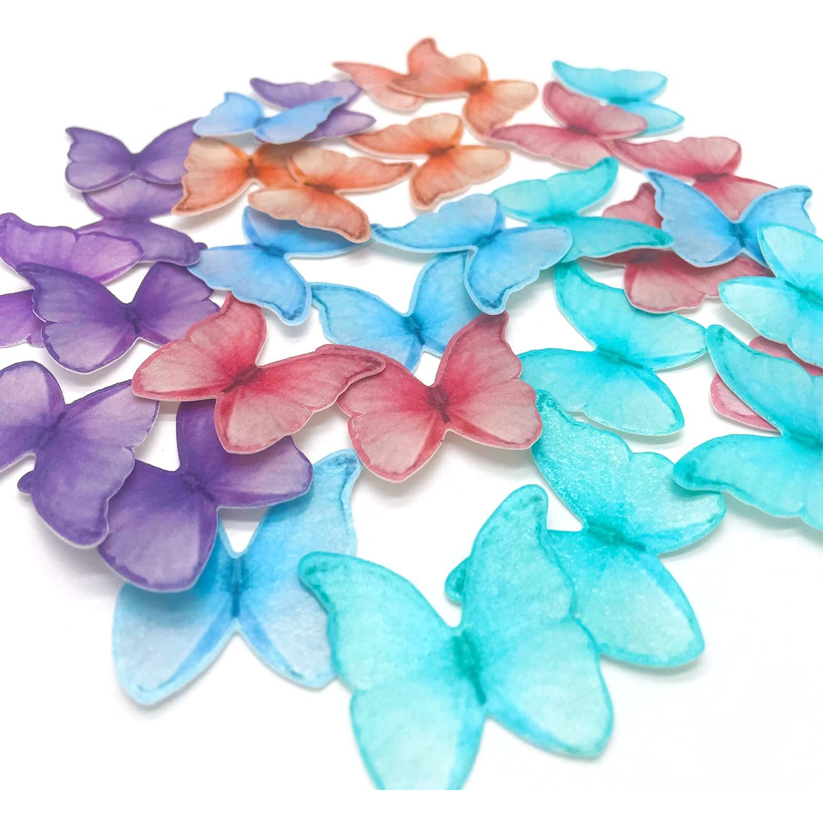 Georld Edible Wafer Paper Butterflies Set Of 48 Purple Colorful Cake Decorations, Cupcake Topper Mixed Color