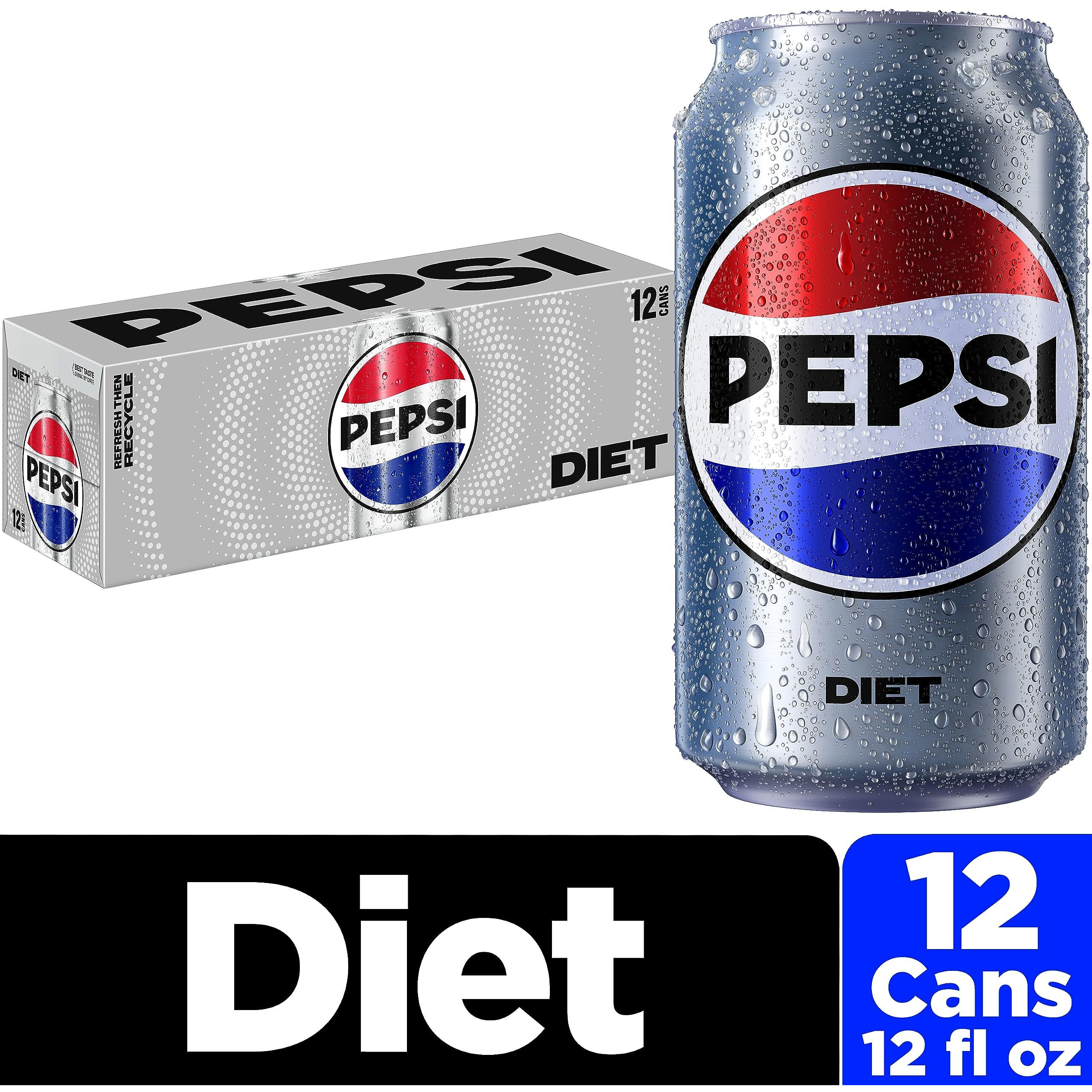 Diet Pepsi Cola Soda Pop, 12 Fl Oz Cans, 12 Pack