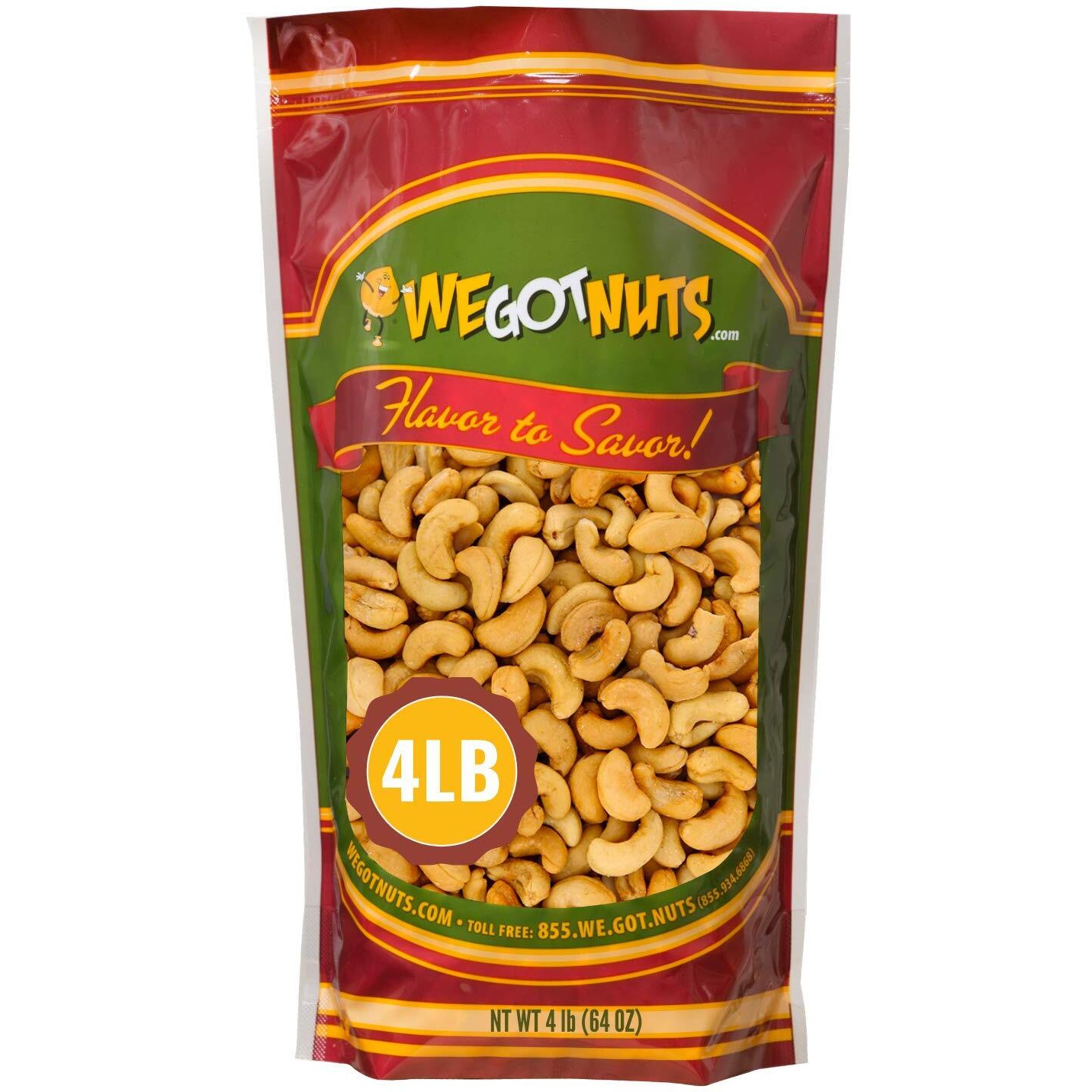 We Got Nuts Roasted Unsalted Cashews 4 Lb.