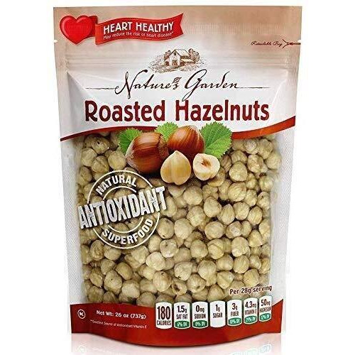 Natures Garden Roasted Hazelnuts - 26Oz, Whole Roasted Hazelnuts, Raw Bulk Hazelnuts, High Fiber, Kosher Certified, Cholesterol Free, Hazelnuts For Baking, Healthy Snack - Bulk 26 Oz Bag (Pack Of 1)