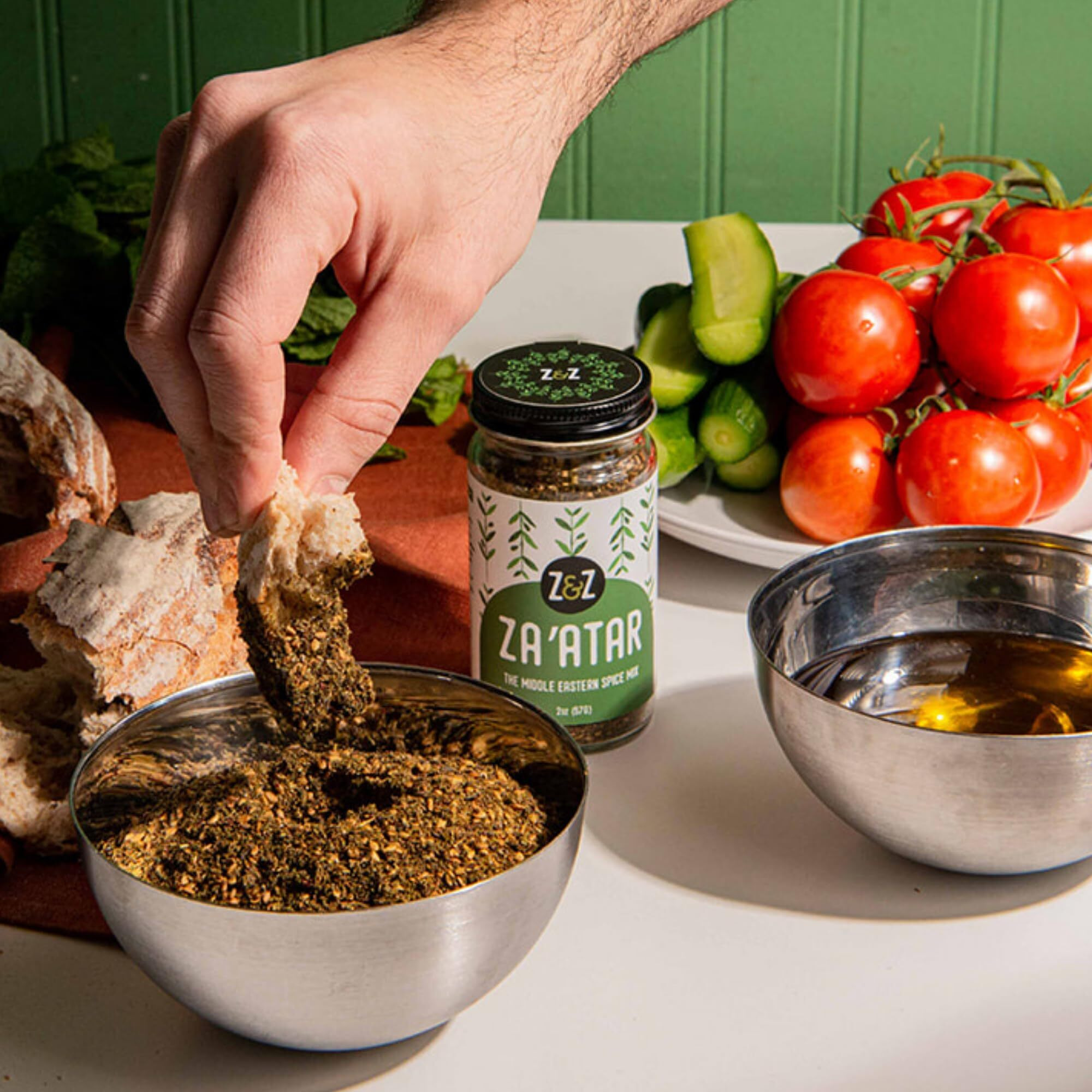 Za'Atar By Z&Z | Za'Atar Spice Blend With Zaatar Spice, Sumac, & Toasted Sesame Seeds | Za'Atar Seasoning For Breads, Salads, Chicken, Or Snacks | Savory & Tangy Palestinian Zaatar Seasoning, 16 Oz