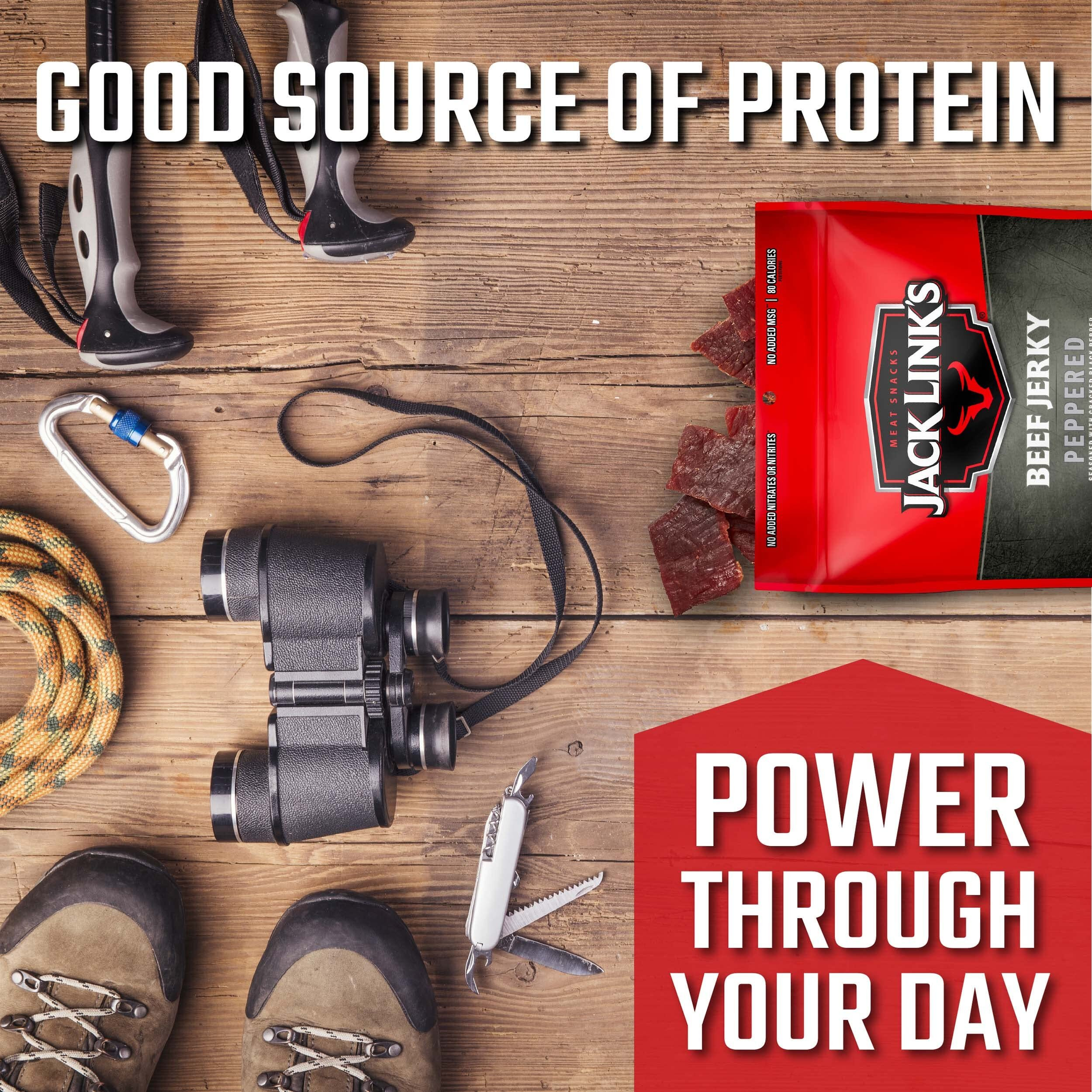 Jack Link's Beef Jerky, Peppered - Flavorful Everyday Snack With A Pepper Kick, 9G Of Protein And 80 Calories, Made With 100% Beef - 96% Fat Free, No Added Msg** - 9 Oz. (Pack Of 2)