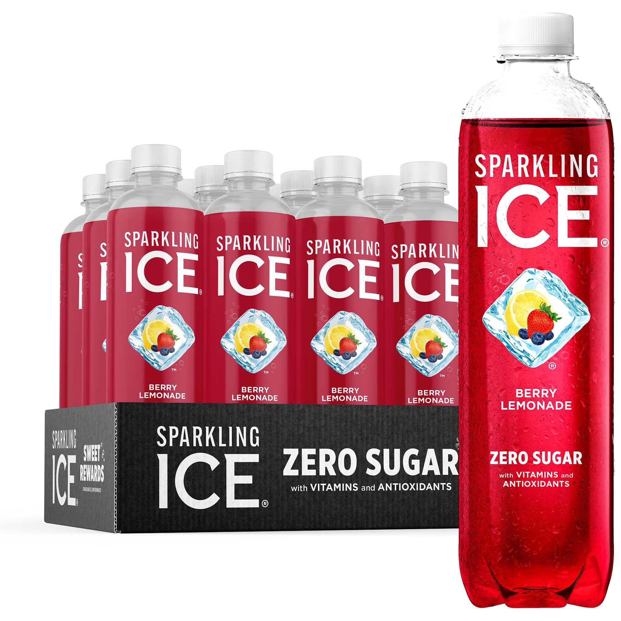 Sparkling Ice, Berry Lemonade Sparkling Water, Zero Sugar Flavored Water, With Vitamins And Antioxidants, Low Calorie Beverage, 17 Fl Oz Bottles (Pack Of 12)