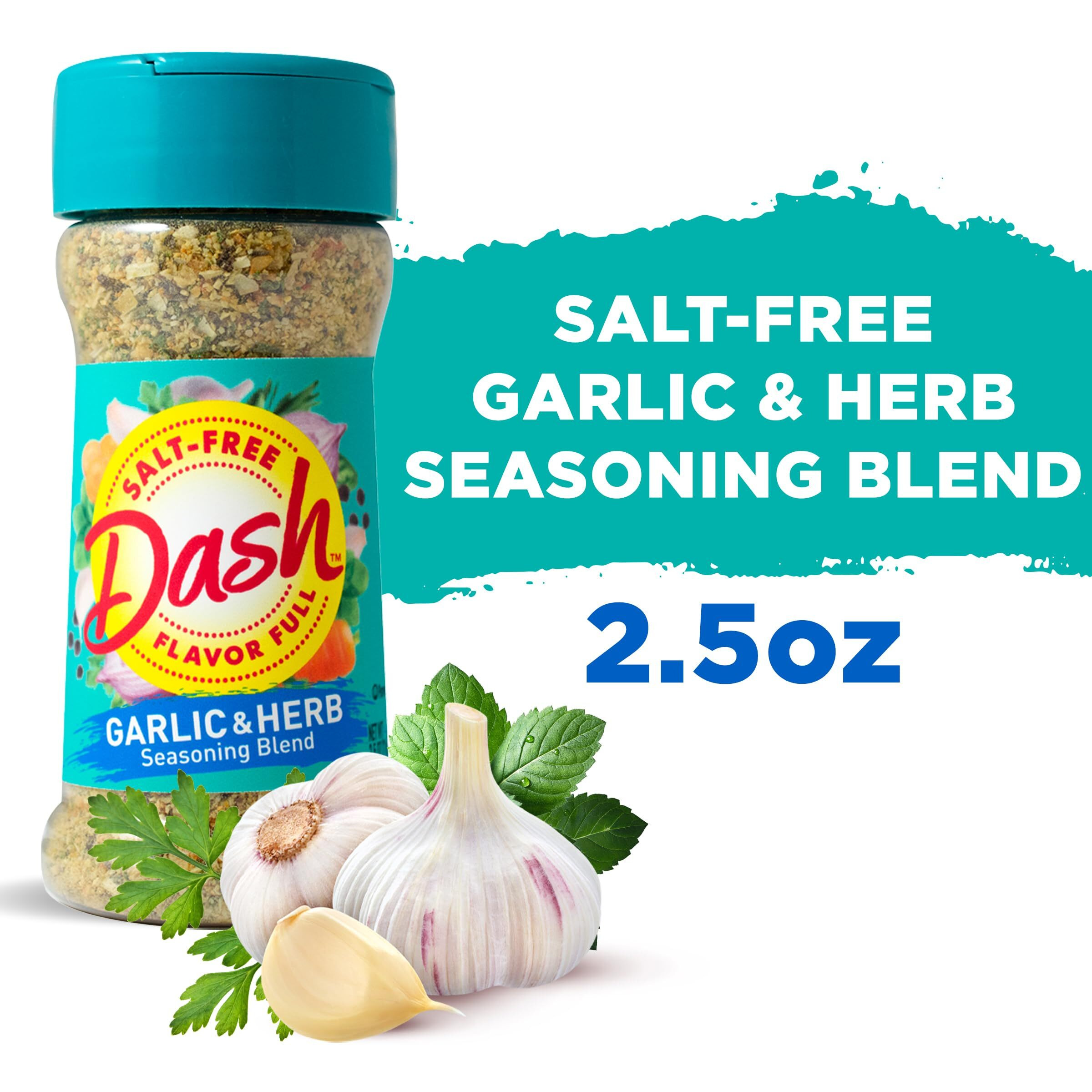 Dash Salt-Free Seasoning Blend, Garlic & Herb, 2.5 Ounce (Pack Of 8)
