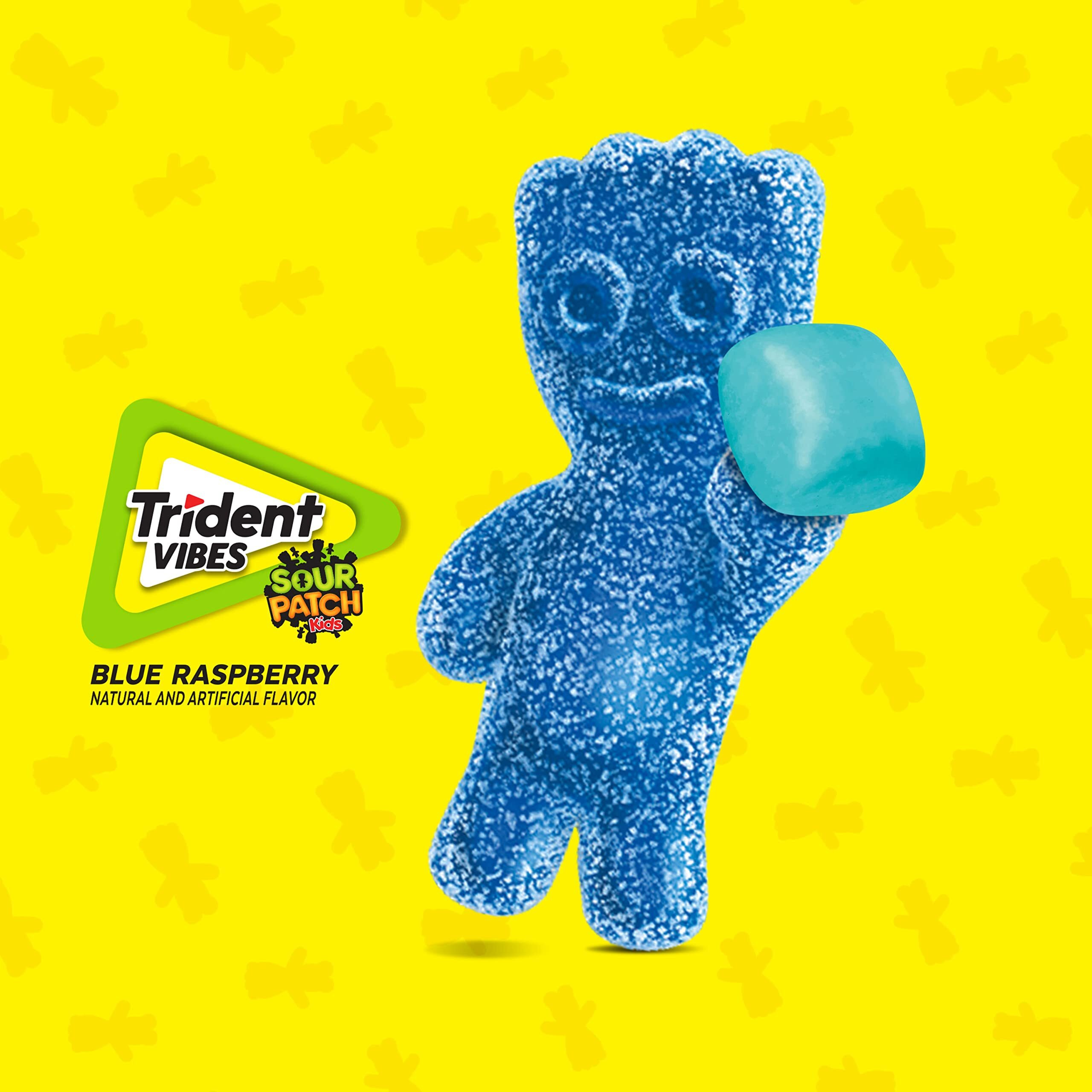 Trident Vibes Sour Patch Kids Blue Raspberry Sugar Free Gum, 4-40 Piece Bottles (160 Total Pieces)