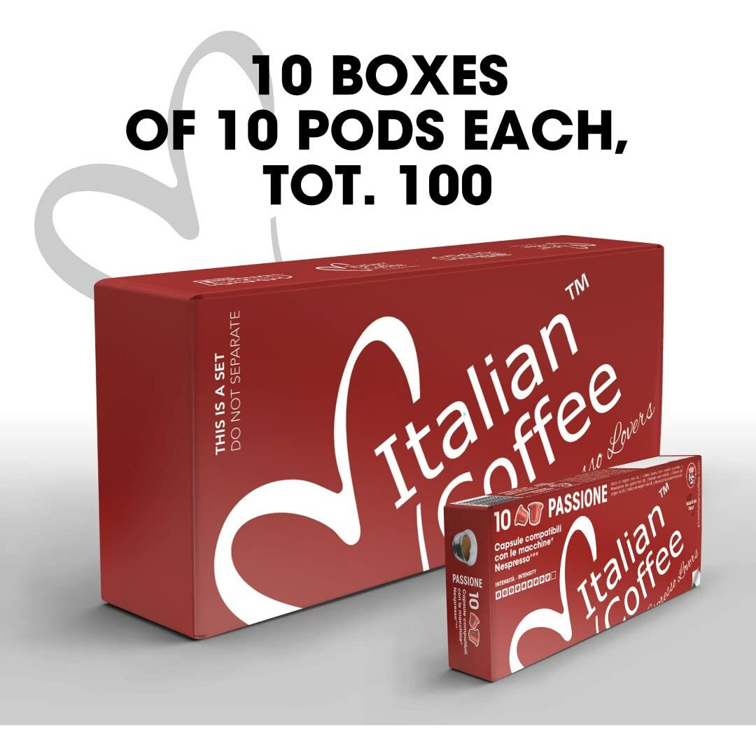 Delicitaly Pure Italian Food Italian Coffee Pods Compatible With Nespresso Original Machines, Espresso Capsules (100 Passione Regular Pods, 100 Count (Pack Of 1))