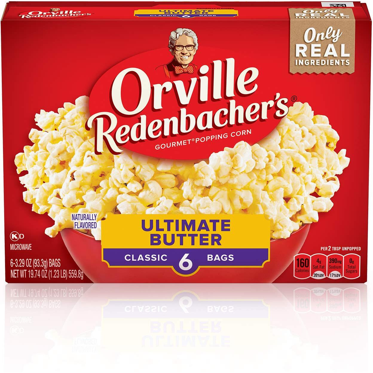 Orville Redenbachers Ultimate Butter Flavored Microwave Popcorn, Gluten Free, 6 Count Popcorn Bags (6 Boxes)