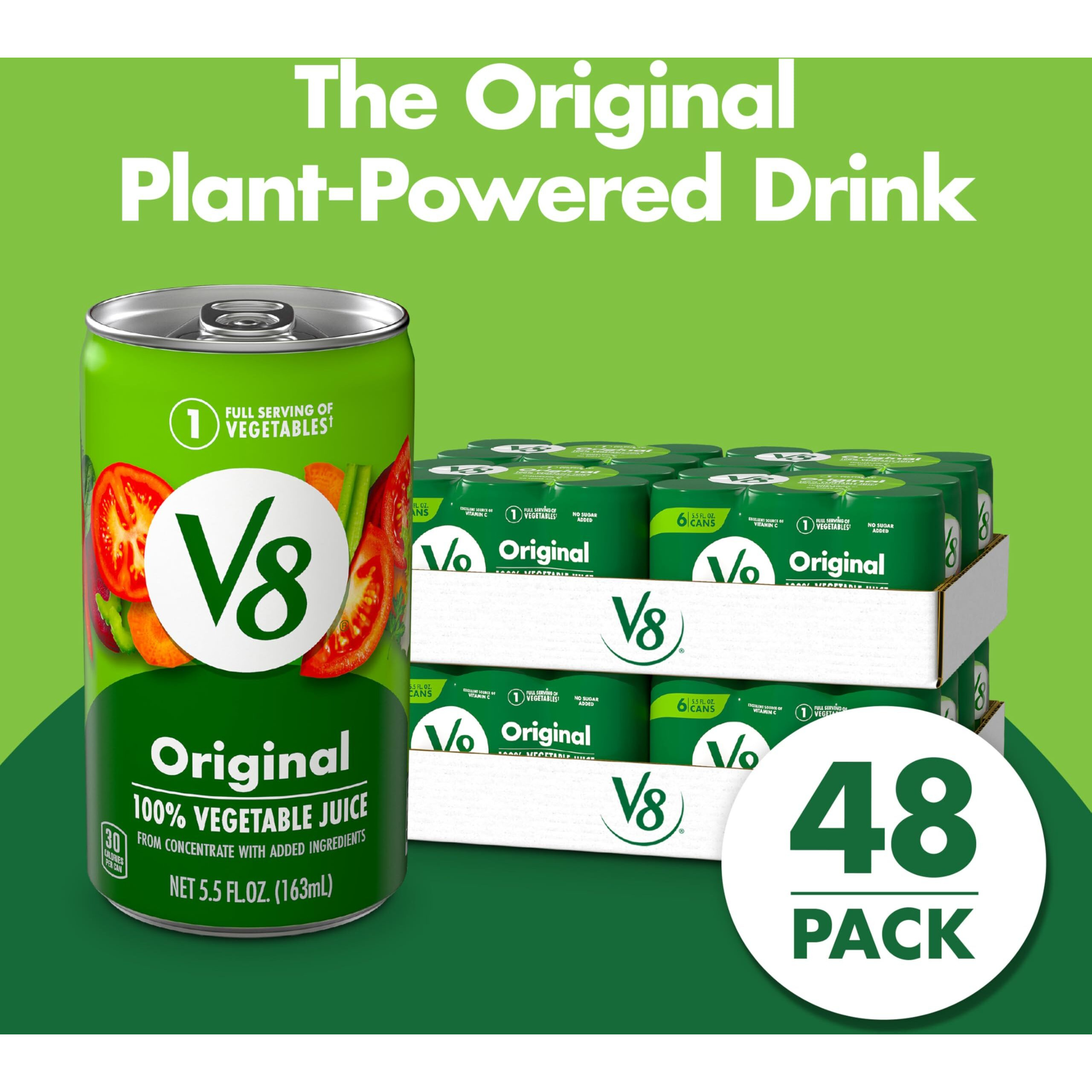 V8 Original 100% Vegetable Juice, 5.5 Fl Oz Can (48 Pack)