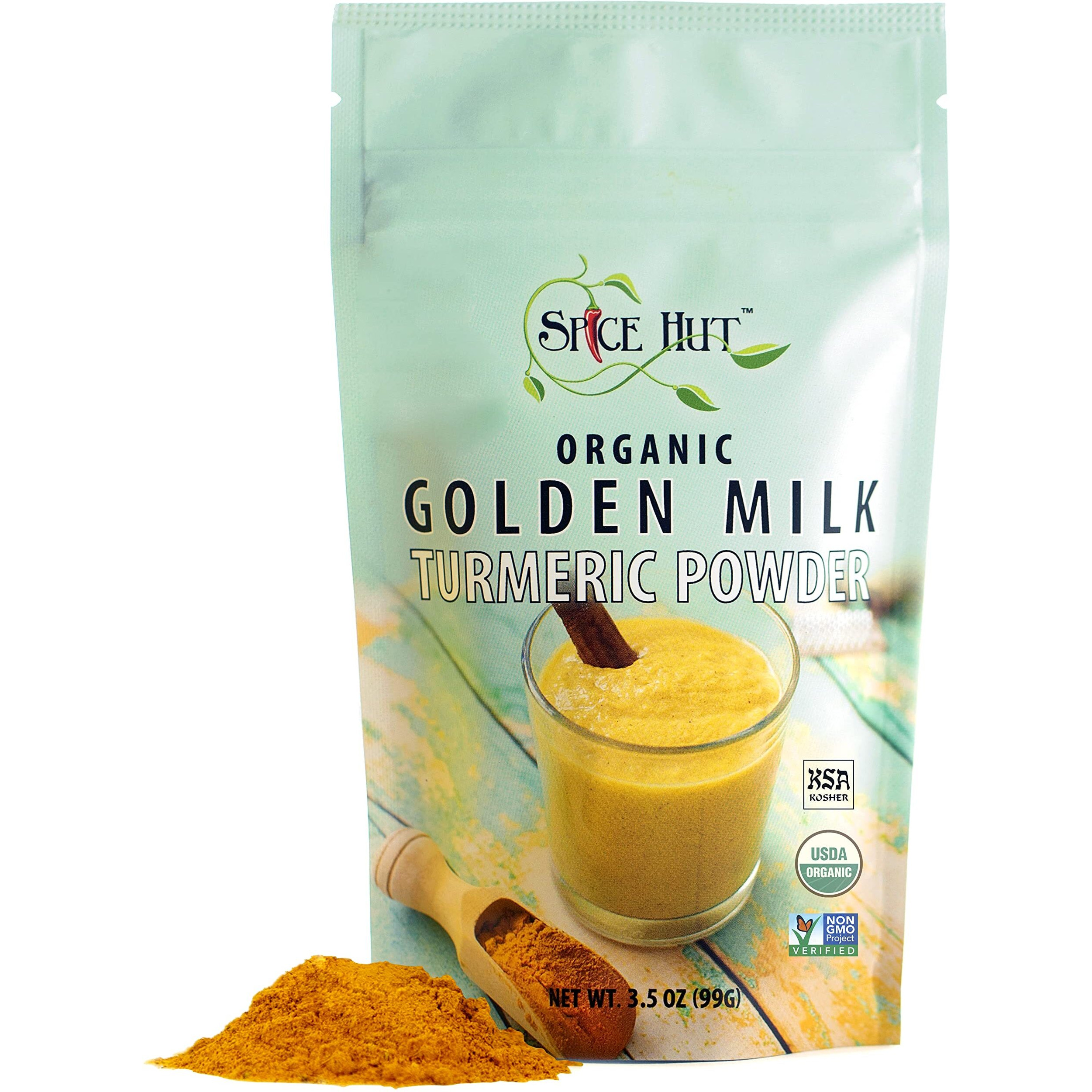 Organic Golden Milk Turmeric Powder With Ginger - All Natural, No Added Sugar, Great For Golden Milk Lattes, 3.5 Oz, The Spice Hut