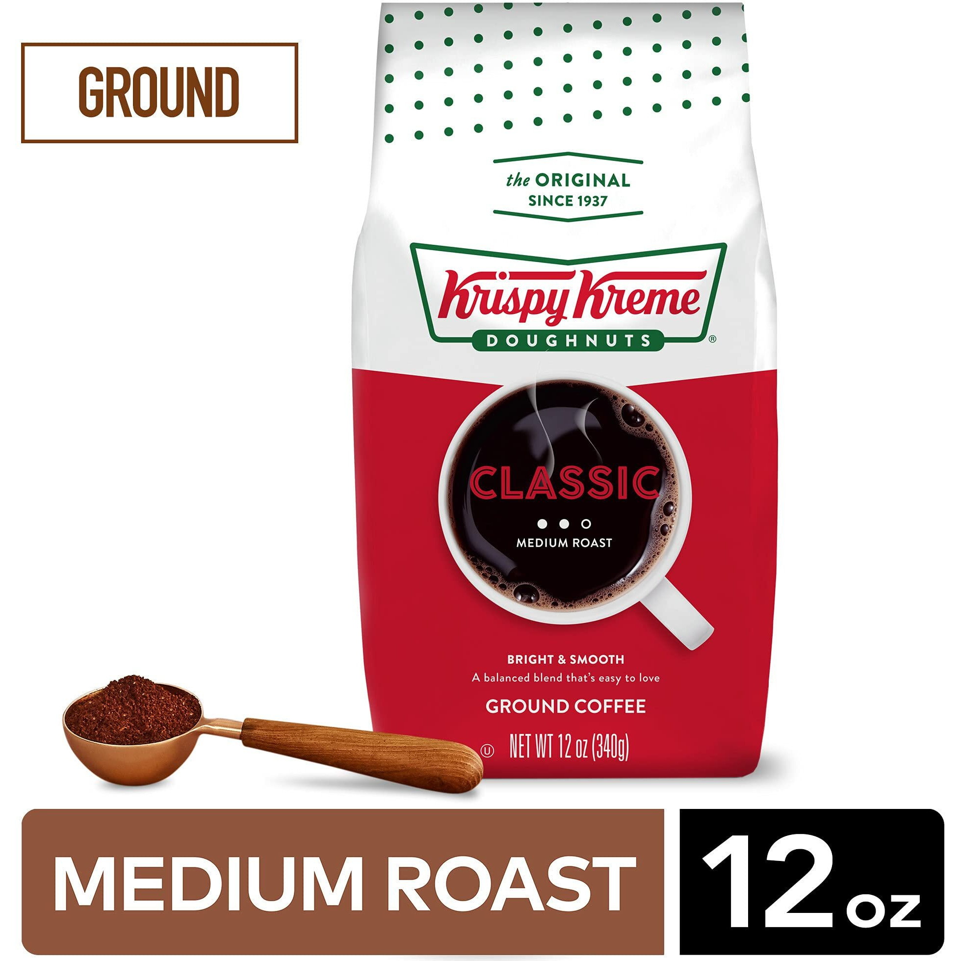 Krispy Kreme Doughnuts, Classic, Ground Coffee, Medium Roast, Bagged 12Oz