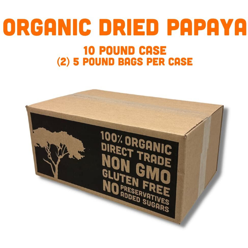 Mavuno Harvest Papaya Dried Fruit Snacks | Organic Dried Papaya Slices | Gluten Free Healthy Snacks For Kids And Adults | No Sugar Added, Vegan, Non Gmo, Direct Trade | Bulk 10 Pounds