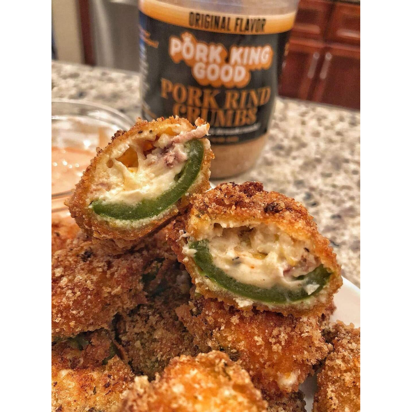 Pork King Good Spicy Cajun Low Carb Keto Diet Pork Rind BreadcrumbsPerfect For Ketogenic, Paleo, Gluten-Free, Sugar Free And Bariatric Diets (Original) (Cajun, 12 Oz Jar)