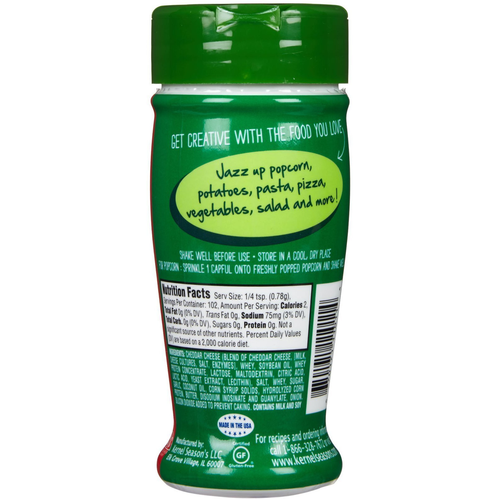 Kernel Season's Popcorn Seasoning, Garlic Parmesan Flavored Snack Seasoning Made With Real Cheese, Certified Gluten-Free (Pack Of 2)