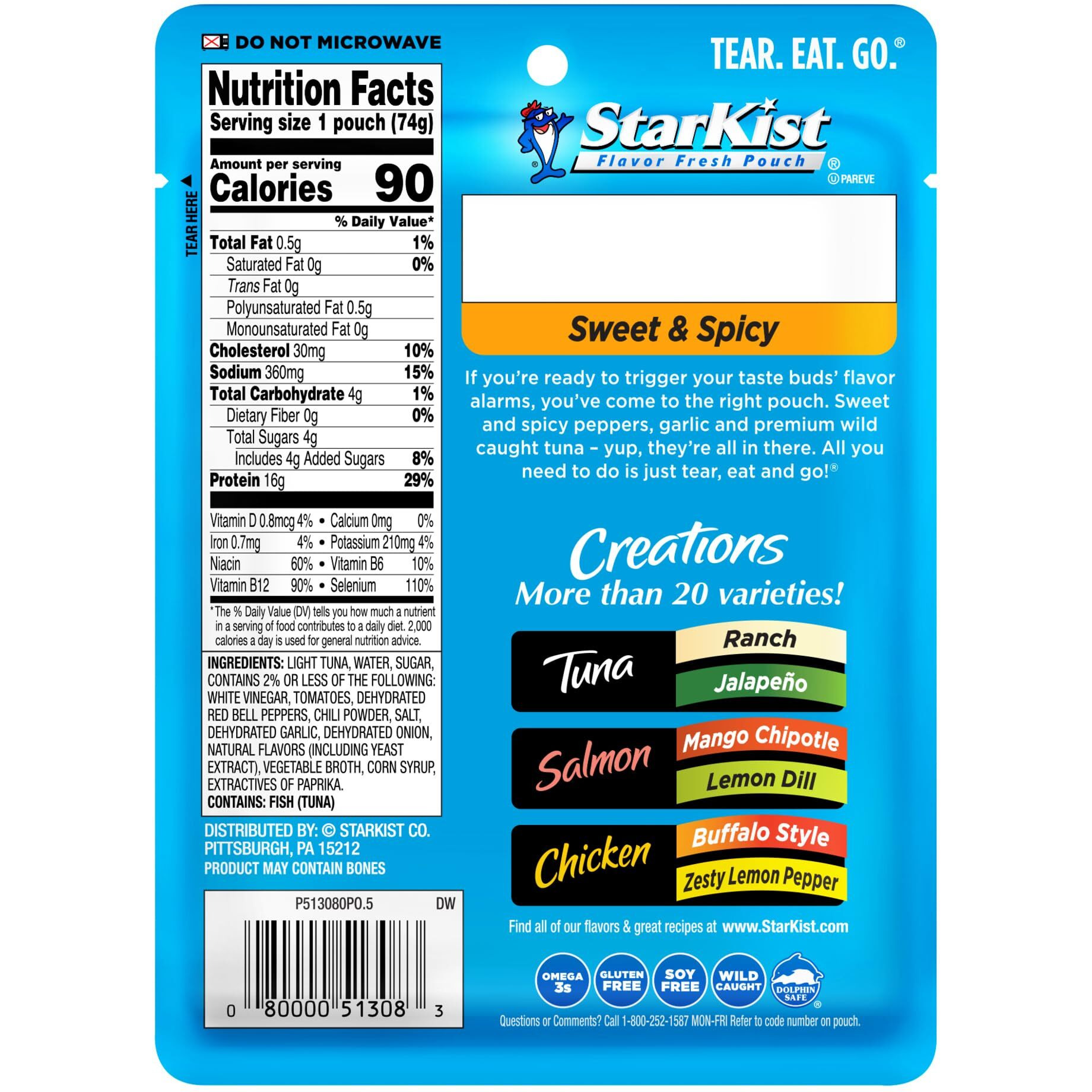 Starkist Tuna Creations, Sweet And Spicy, 2.6 Oz, Pack Of 24