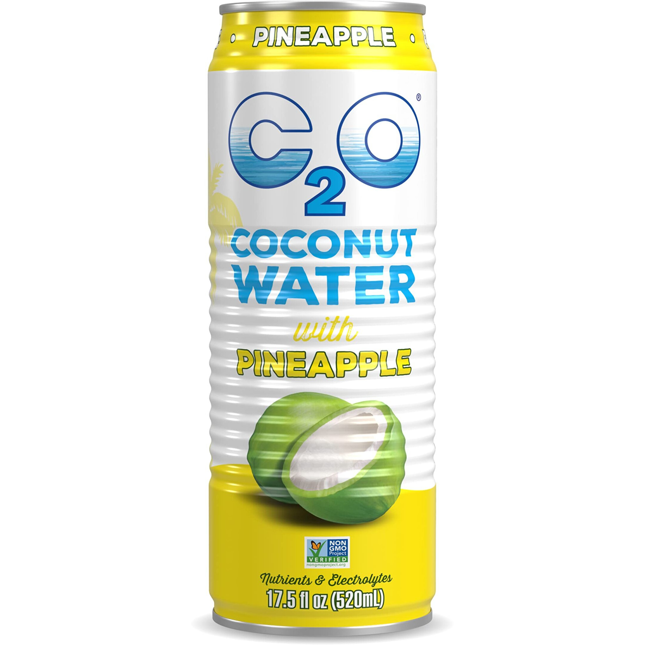 C2O Pure Coconut Water With Pineapple, 17.5 Fluid Ounce (Pack Of 12)