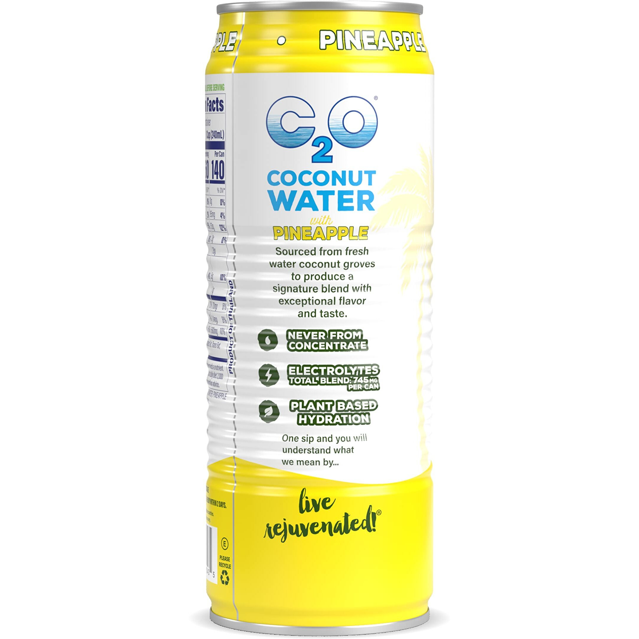 C2O Pure Coconut Water With Pineapple, 17.5 Fluid Ounce (Pack Of 12)