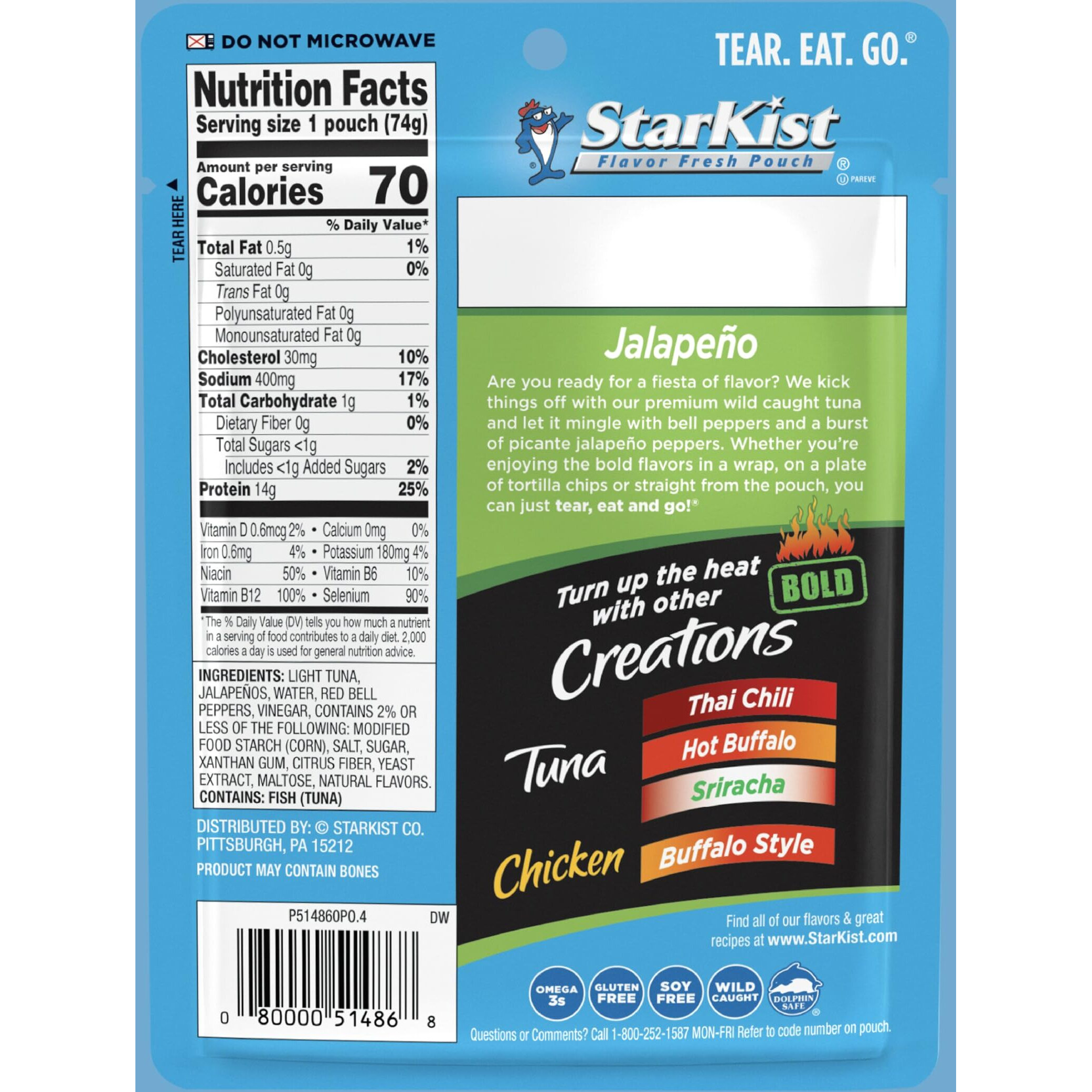 Starkist Tuna Creations Bold Jalapeo - 2.6 Oz Pouch (Pack Of 12)