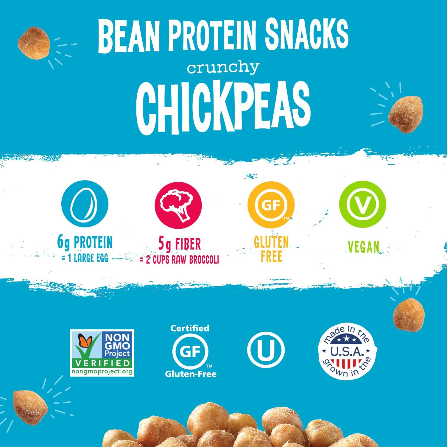 The Good Bean Crunchy Chickpeas - Variety Pack - (6 Pack) 6 Oz - Sea Salt, Chili Lime, Sweet Sriracha, And Classic Hummus Roasted Chickpea Beans - Vegan Snack - Good Source Of Plant Protein And Fiber