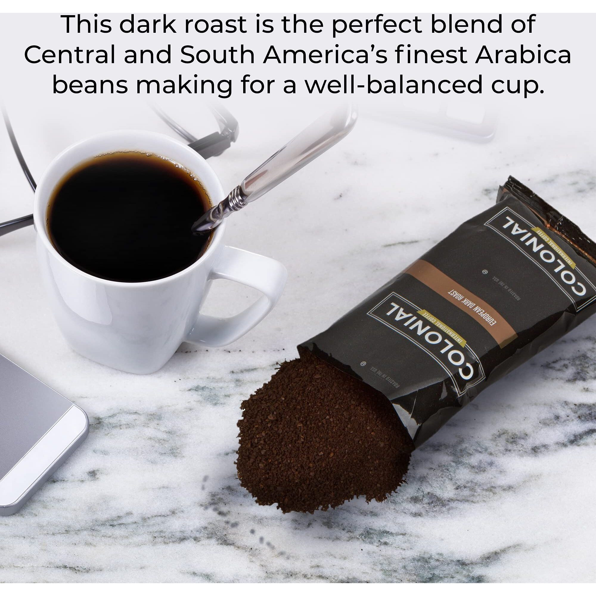 Colonial Coffee Packets, Pre Ground Coffee Packs, European Dark Roast Coffee, Bulk Single Pot Bags For Drip Coffee Makers, (2.5 Oz Bags, Pack Of 100)