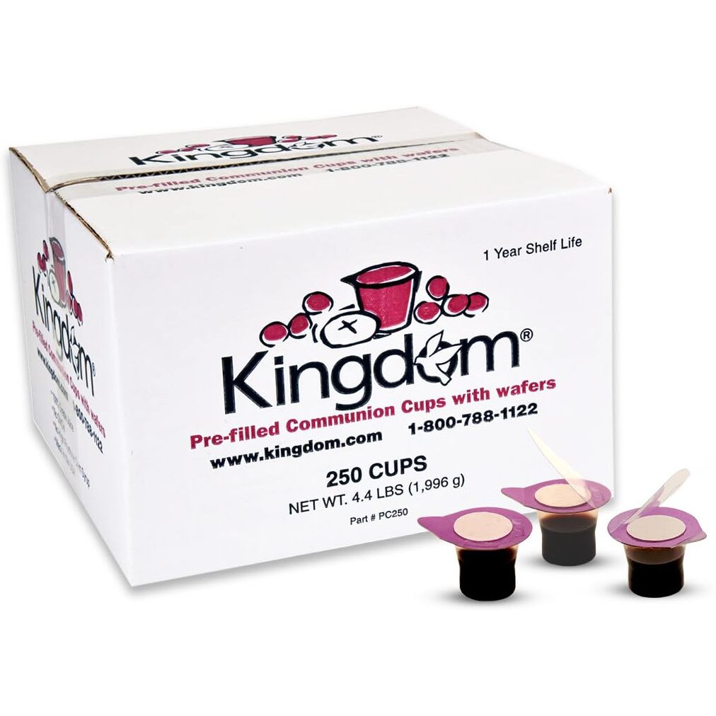Kingdom Prefilled Communion Cup With Wafers(250Ct Red Juice) Sealed In A Single-Serving Container With One-Year Shelf Life, Perfect For Holy Eucharist Celebration In Hospitals, Summer Camps, And More