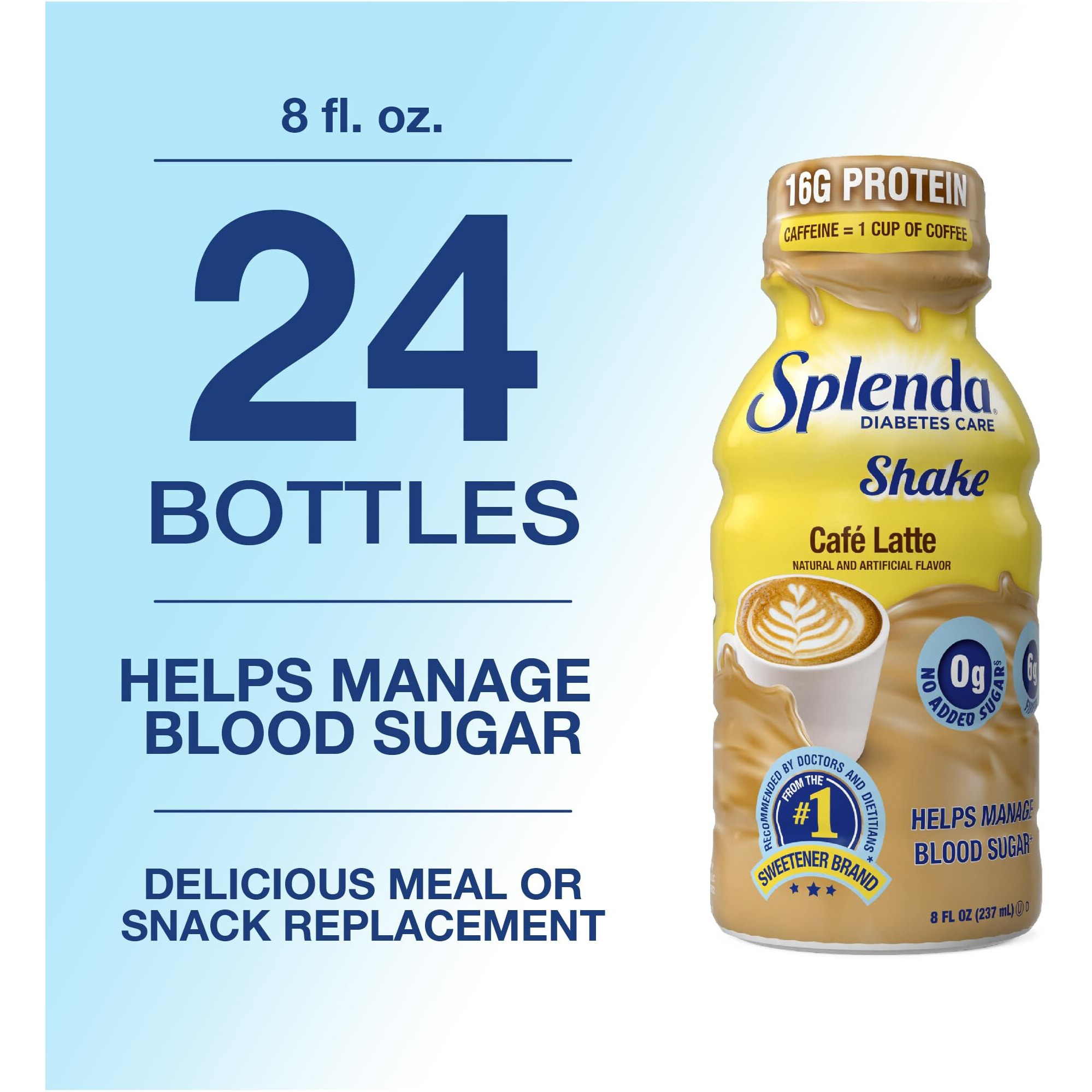 Splenda Diabetes Care Shakes - Meal Replacement Shake, Caf   Latte, 8 Fl Oz (Pack Of 24)