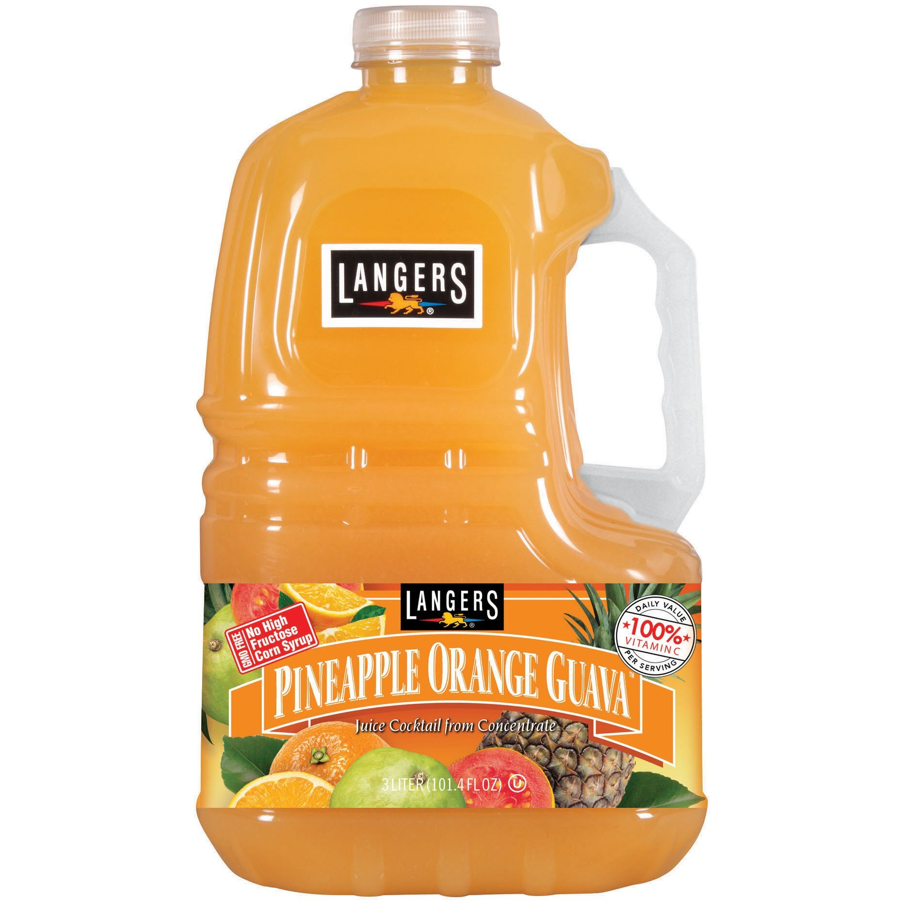 Langers Juice Cocktail, Pineapple Orange Guava, Orange, Pineapple, 101.4 Fl Oz (Pack Of 4)44