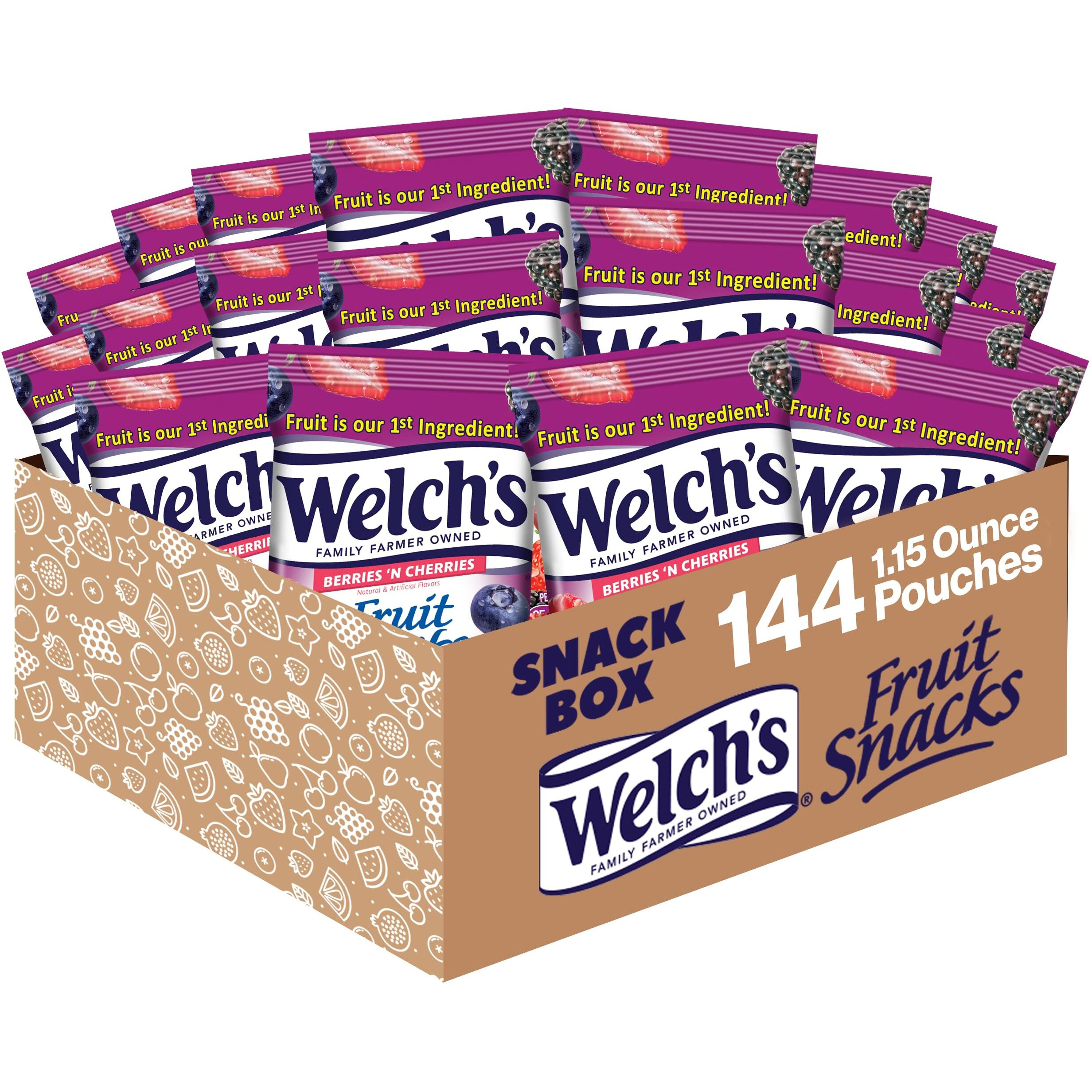 Welch's Fruit Snacks, Berries 'N Cherries, Gluten Free, Bulk Pack, 1.55 Oz Individual Single Serve Bags (Pack Of 144)