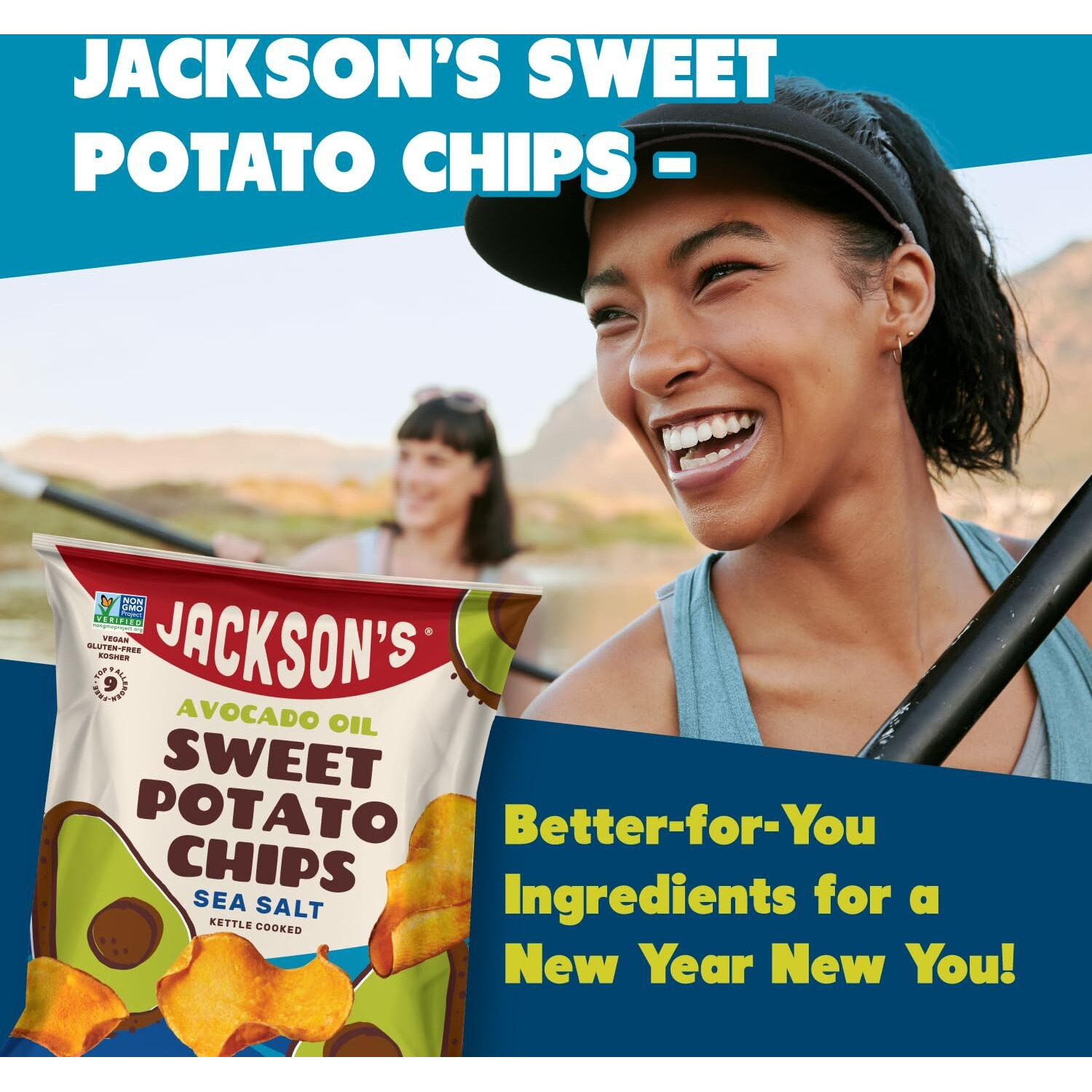 Jacksons Sweet Potato Spicy Jalapeno Chips Made With Premium Avocado Oil (5 Oz, Pack Of 7) - Allergen-Friendly, Gluten Free, Peanut Free, Vegan, Paleo Friendly - Shark Tank Product