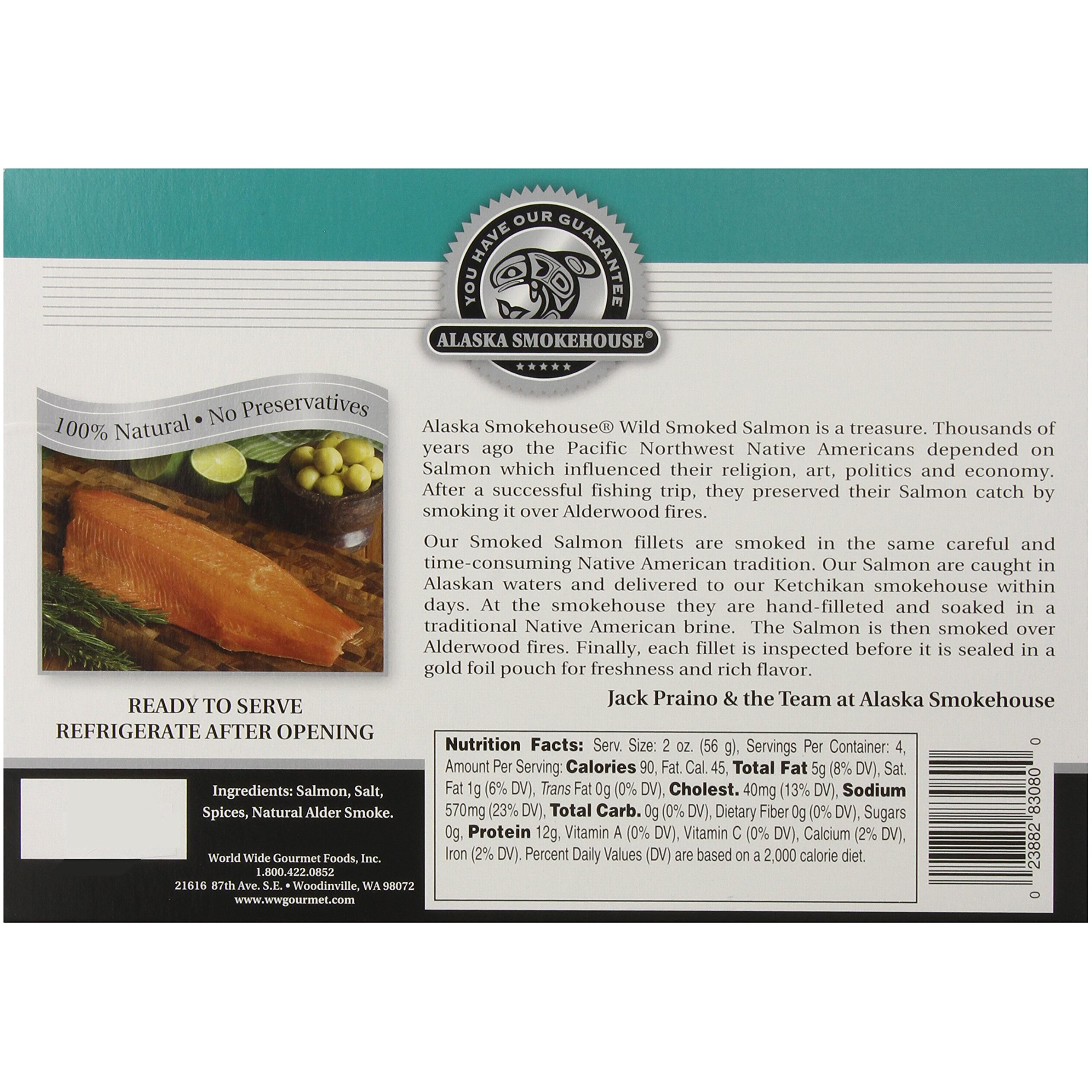 Alaska Smokehouse Smoked Salmon Fillet, Gift Box, 8 Oz