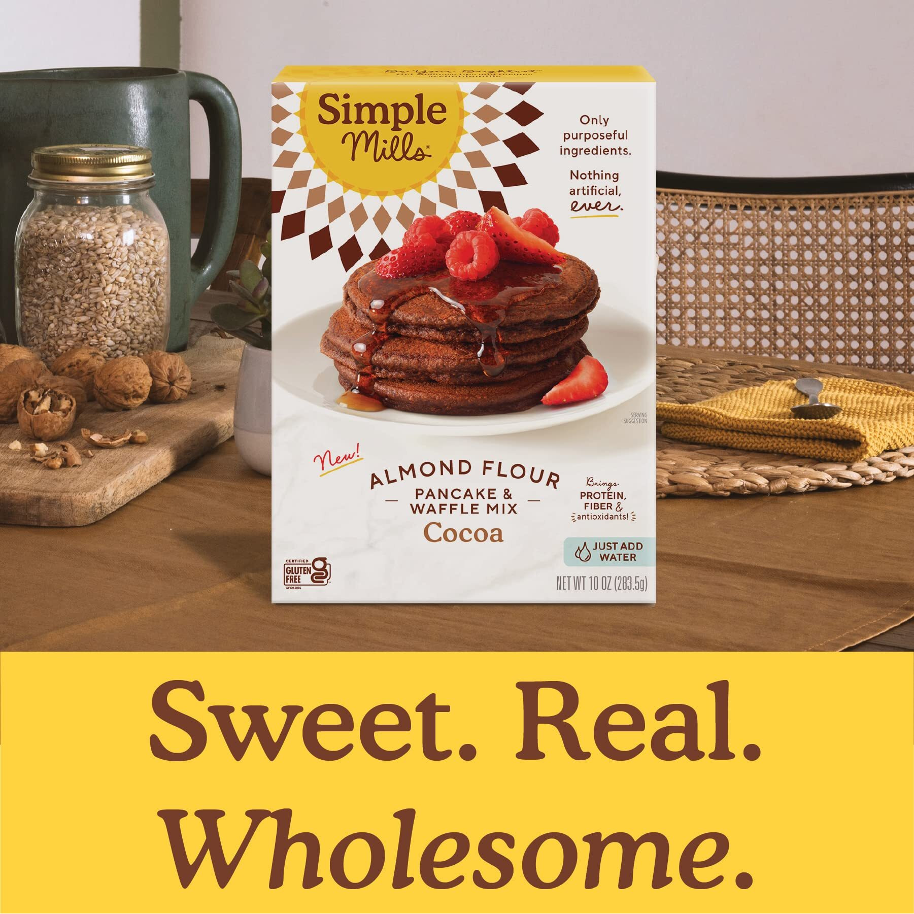 Simple Mills Cocoa Pancake And Waffle Mix, Just Add Water, Gluten Free, Paleo Friendly, Breakfast, 10 Oz (1 Pack)