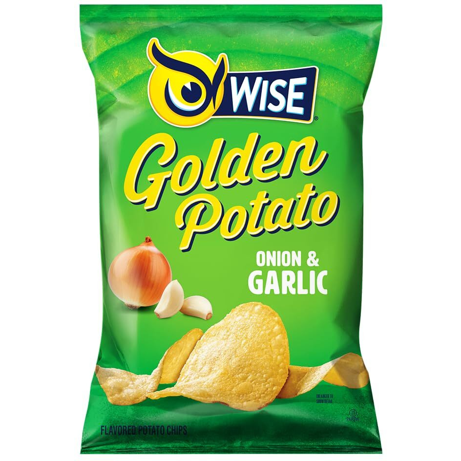 Wise Snacks Onion And Garlic Potato Chips Bulk Snack For Fun And Tasty Snacking 0.75 Ounce 40 Count, Gluten Free, 0G Trans Fat, No Preservatives