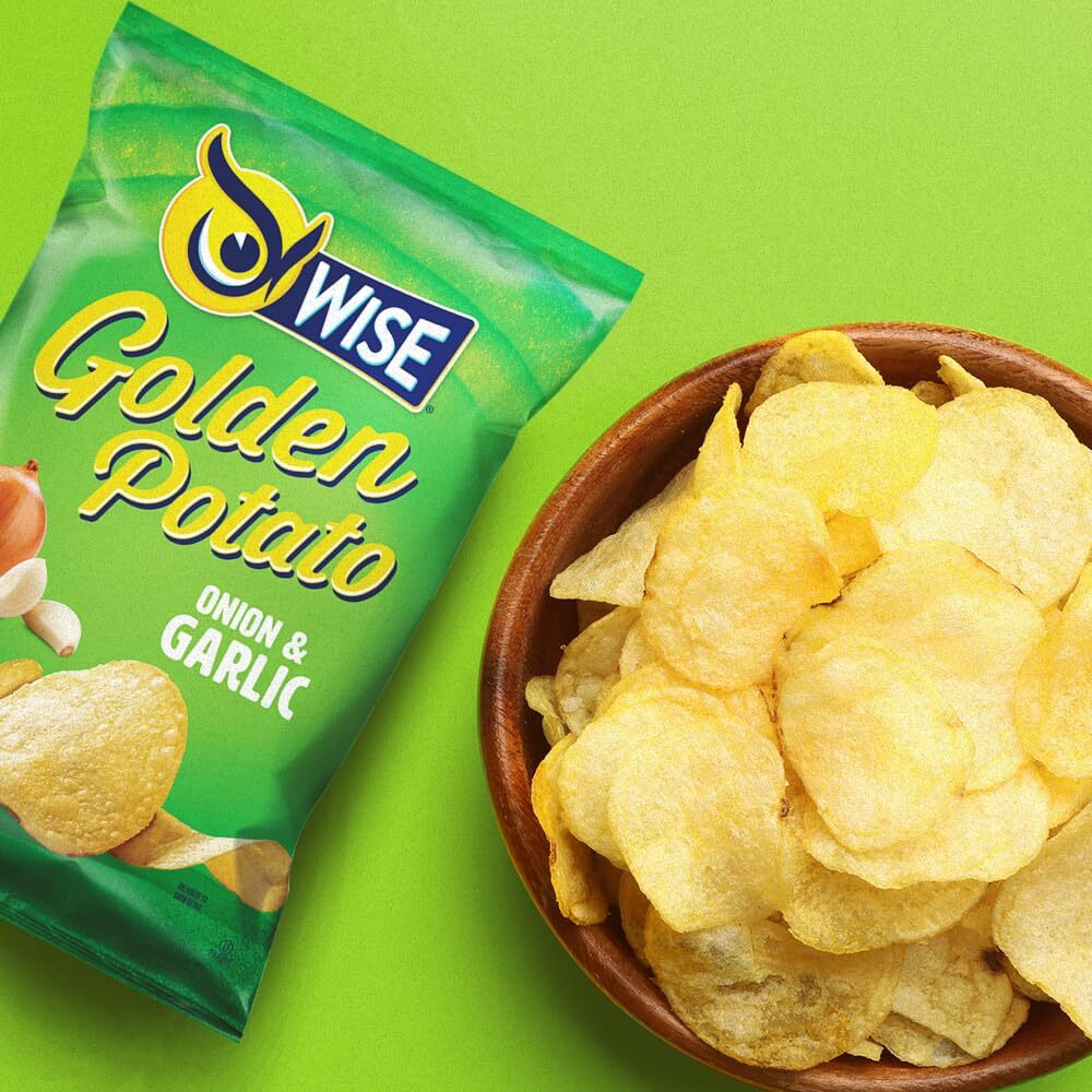 Wise Snacks Onion And Garlic Potato Chips Bulk Snack For Fun And Tasty Snacking 0.75 Ounce 40 Count, Gluten Free, 0G Trans Fat, No Preservatives