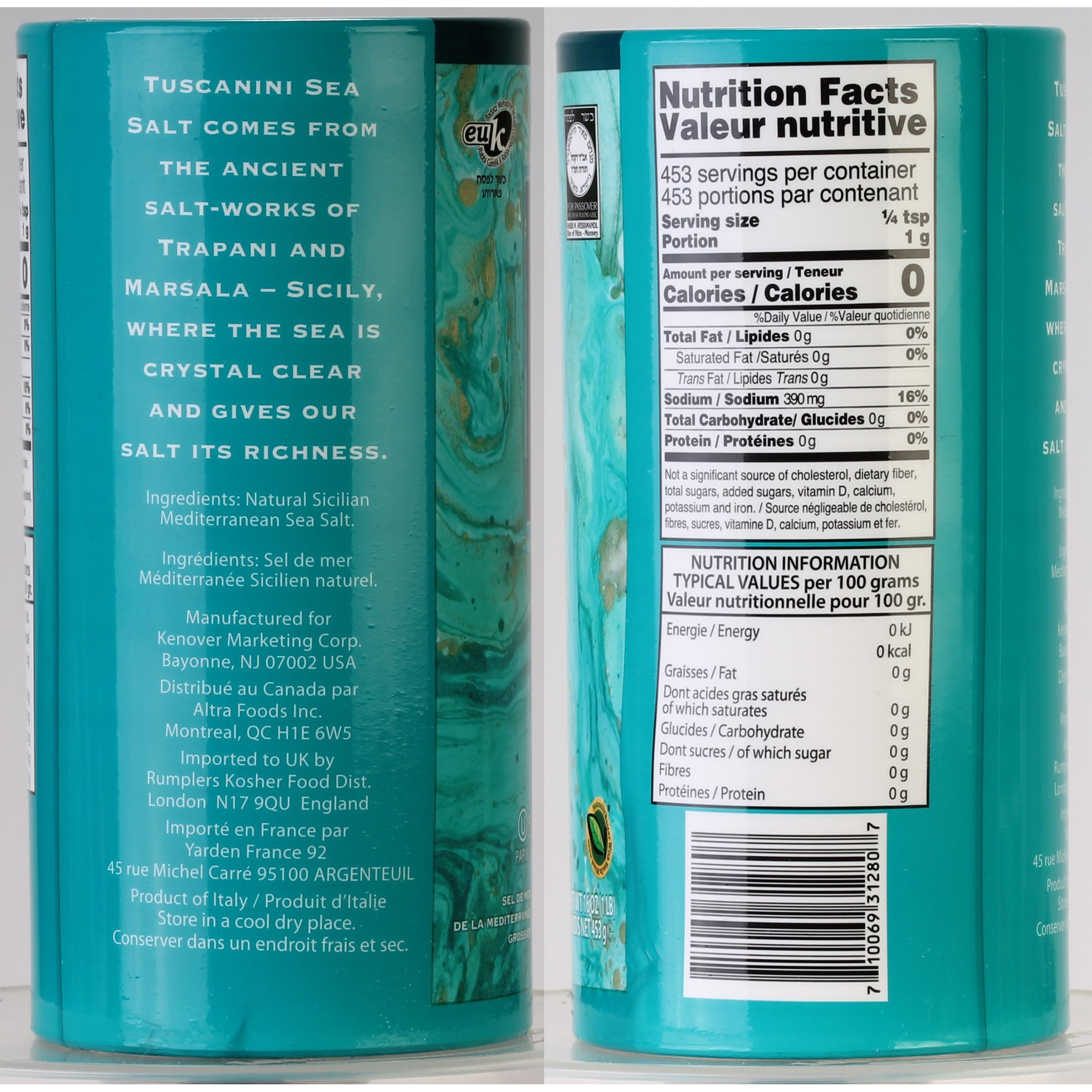 Tuscanini, Coarse Mediterranean Sea Salt, 16Oz, From Sicily Italy, (2 Pack), Total Of 2Lb