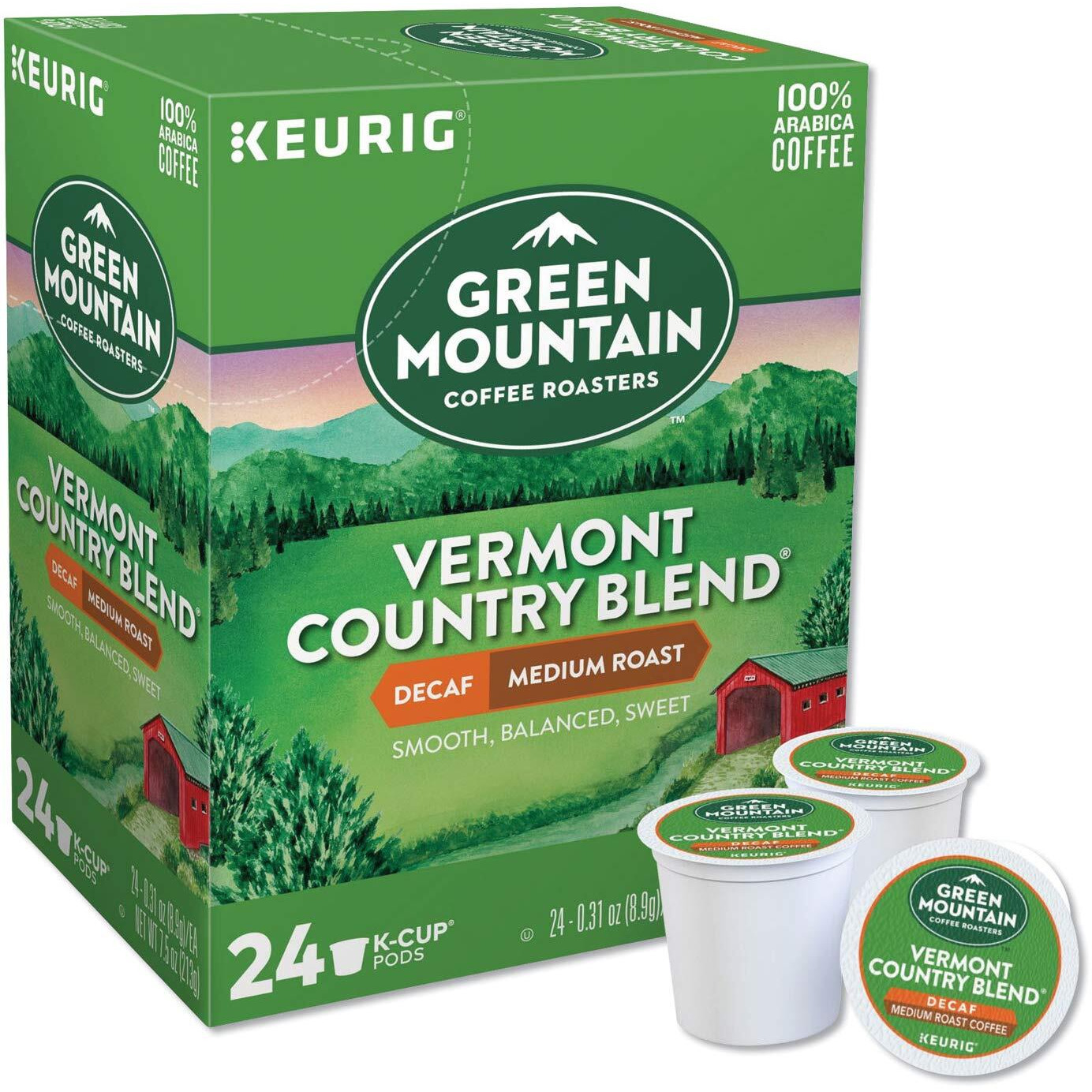 Green Mountain Coffee Vermont Country Blend Decaf, K-Cup Portion Pack For Keurig Brewers 24-Count