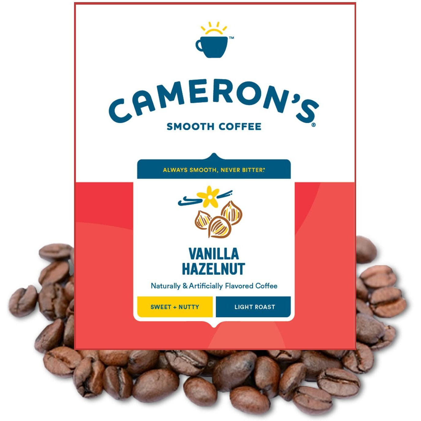 Cameron's Coffee Vanilla Hazelnut Flavored Whole Bean Coffee, Light Roast, 100% Arabica, Bulk, 4-Pound Bag, (Pack Of 1)