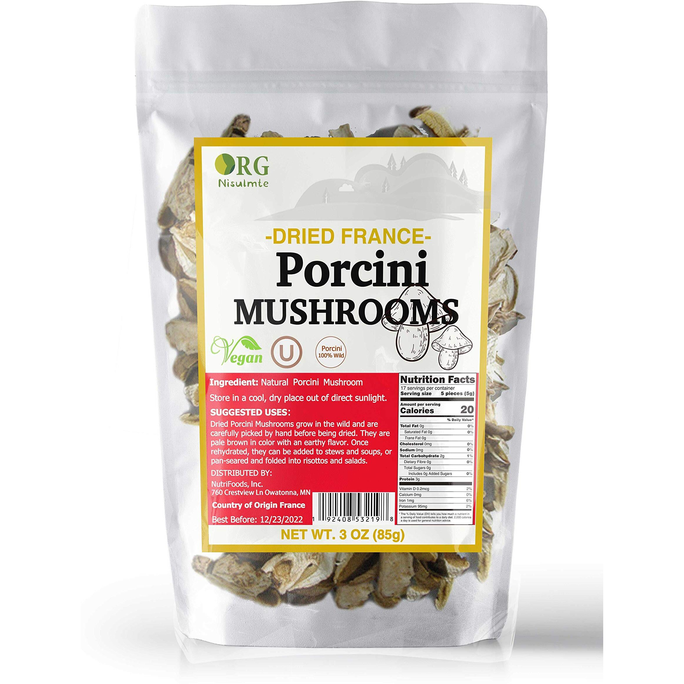 Orgnisulmte Dried Porcini Mushrooms New Season French Wild Porcini Mushroom Premium Vacuum Pack 3Oz(85G)
