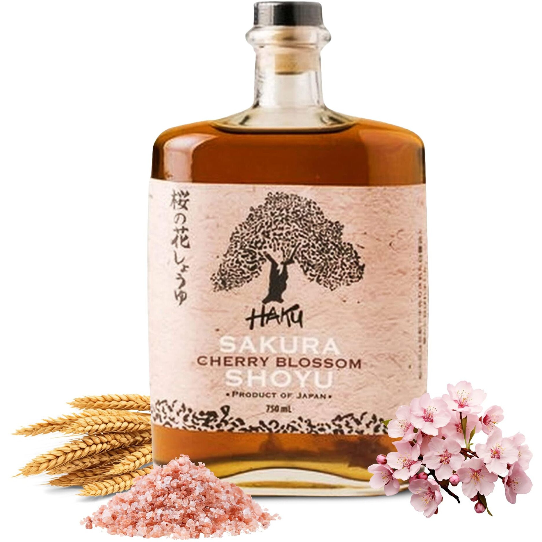 Haku Sakura Cherry Blossom Shoyu Soy Sauce (750 Ml) - Handmade Japanese Barrel Aged Light Soy Sauce - Gourmet Umami Sauce For Dip Sauce, Marinade, Sushi, Meat, Stir Fry, Rice & Asian Cuisines