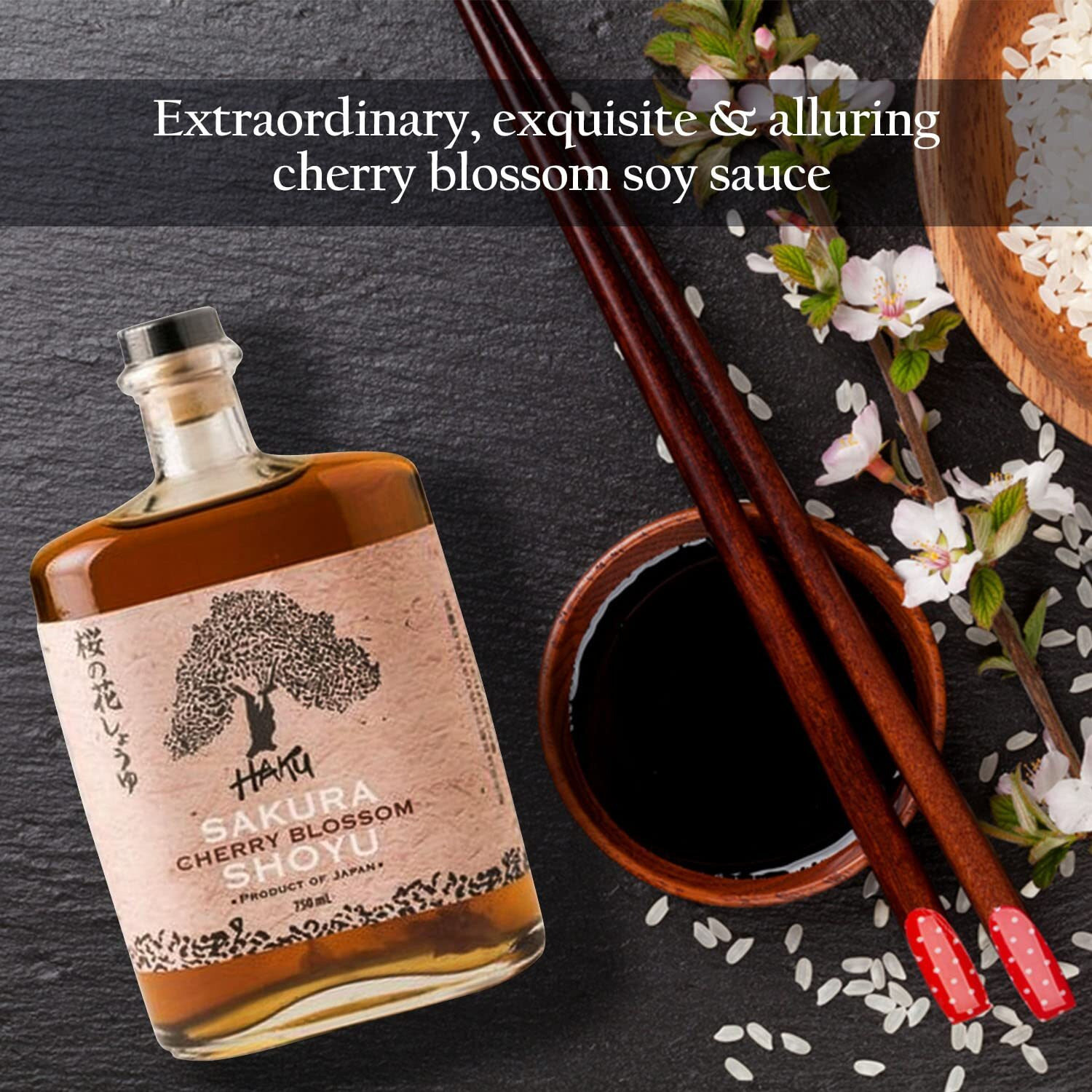 Haku Sakura Cherry Blossom Shoyu Soy Sauce (750 Ml) - Handmade Japanese Barrel Aged Light Soy Sauce - Gourmet Umami Sauce For Dip Sauce, Marinade, Sushi, Meat, Stir Fry, Rice & Asian Cuisines