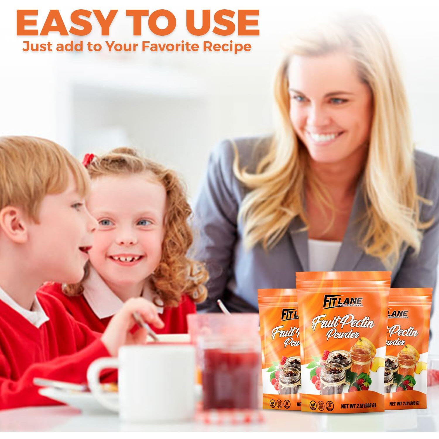 Fruit Pectin Powder 2 Lbs - For Canning Jams And Jellies - Natural, Vegan And Non-Gmo. Premium Bulk Powder. Great For Apple Pie Filling - By Fit Lane Nutrition - Value Size Bag