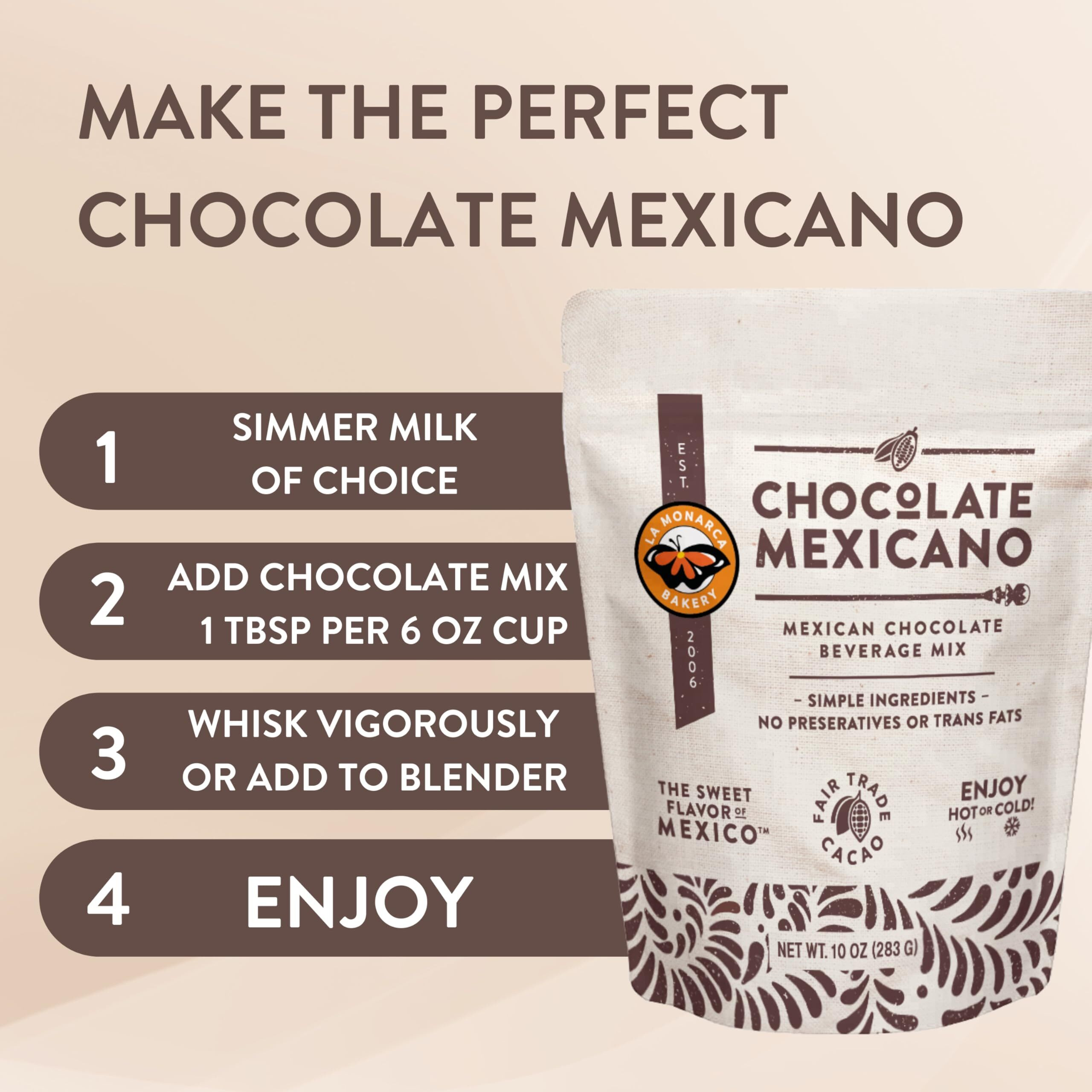 Mexican Hot Chocolate, 10 Ounce (Pack Of 2), Authentic Mexican Style Hot Chocolate Mix With Organic Cacao Beans And Cinnamon By La Monarca Bakery