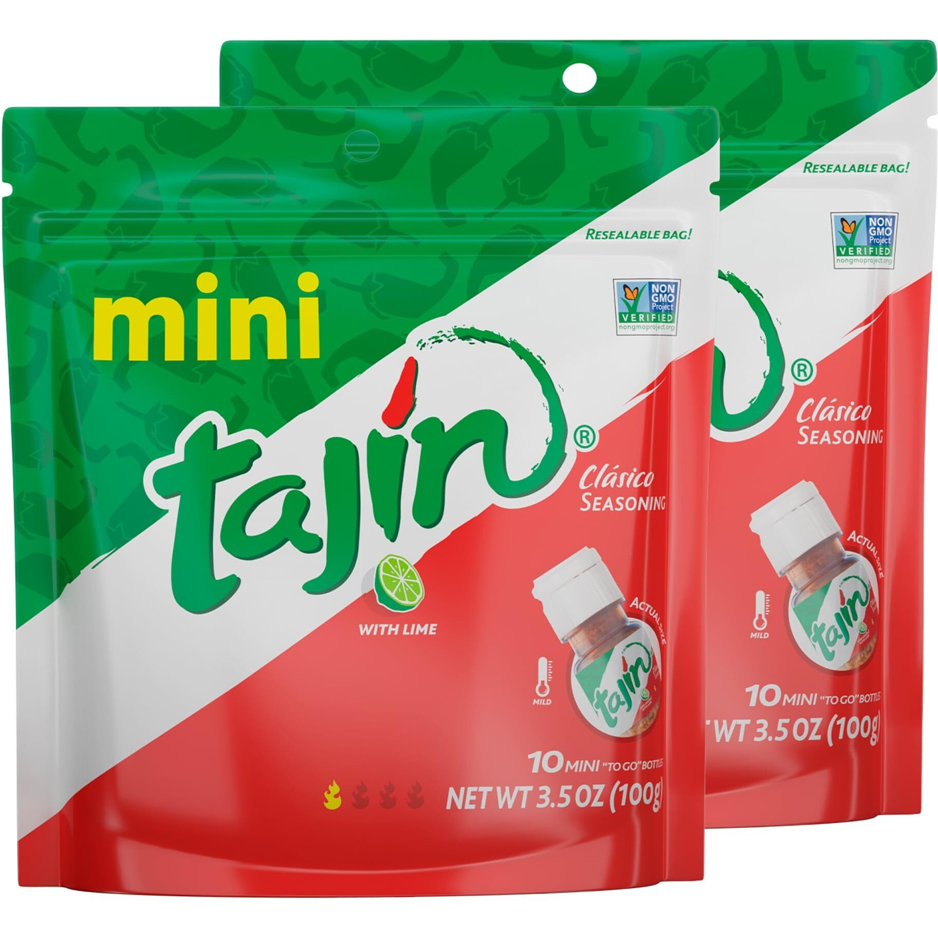 Tajin Cl  Sico Seasoning Mini Pouch,0.35 Ounce, 10 Mini Bottles (Pack Of 2)