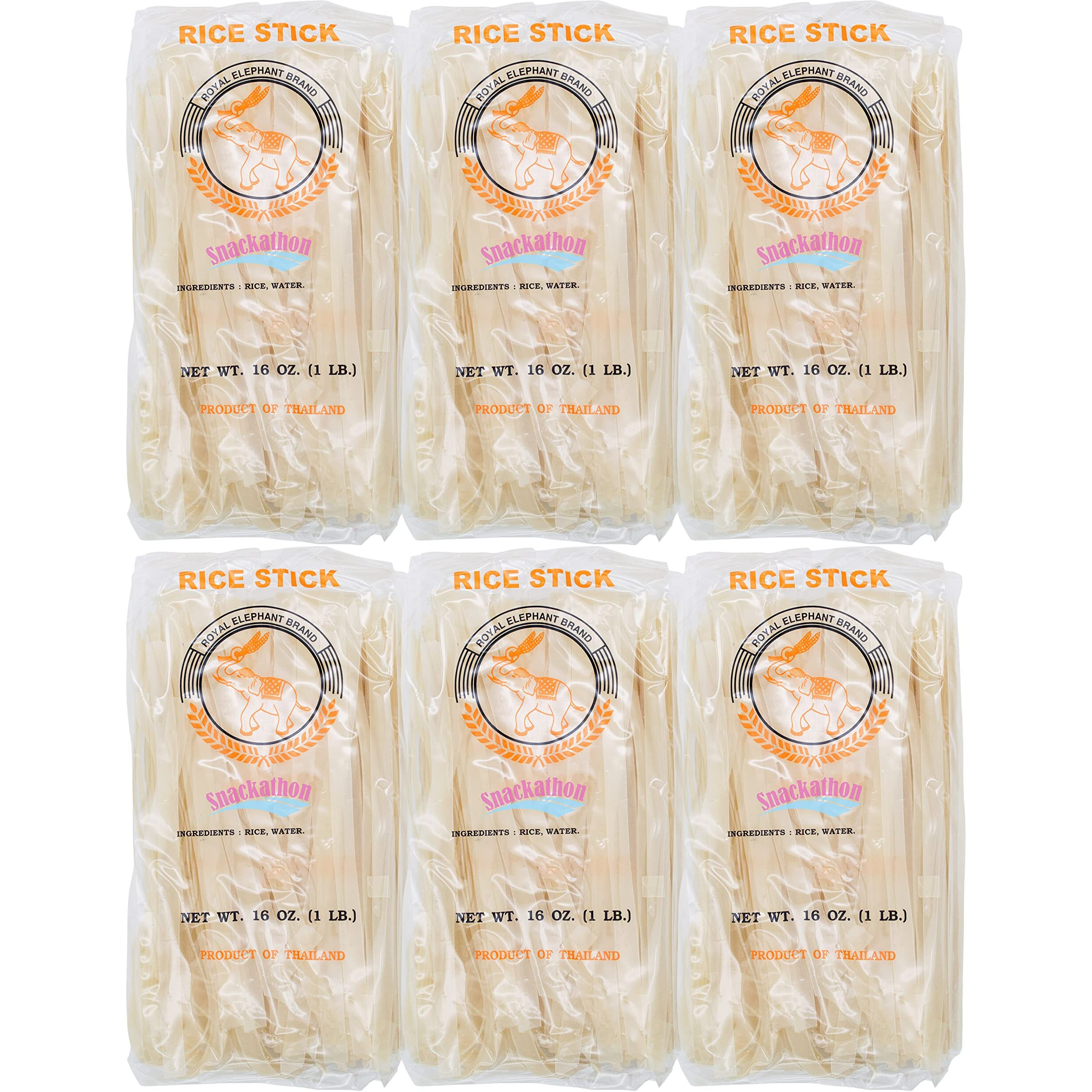 Thai Rice Stick Noodle, Pad Thai Style,Xl-10Mm,16 Ounce Each, Pack Of 6