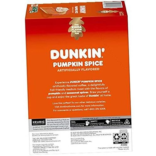 Dunkin' Donuts Coffee, Pumpkin Spice Flavored Coffee, K Cup Pods For Keurig Coffee Makers, 88 Count