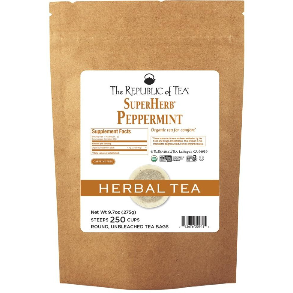 The Republic Of Tea Peppermint Superherb Herbal Tea, 250 Tea Bags