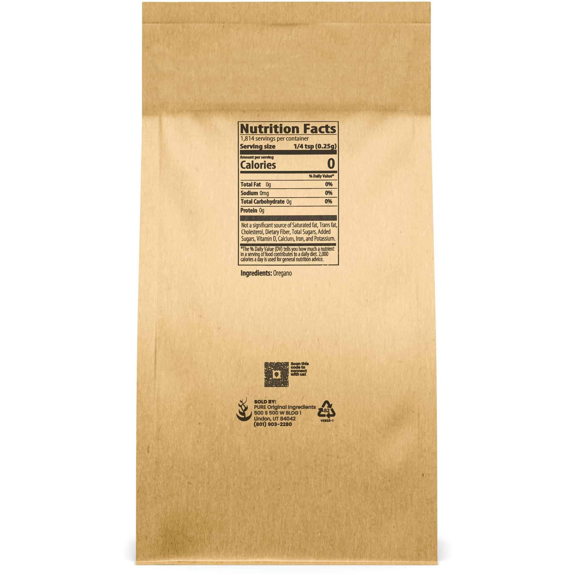 Pure Original Ingredients Oregano Leaf Flakes (16 Oz) Pure & Natural, Gluten-Free