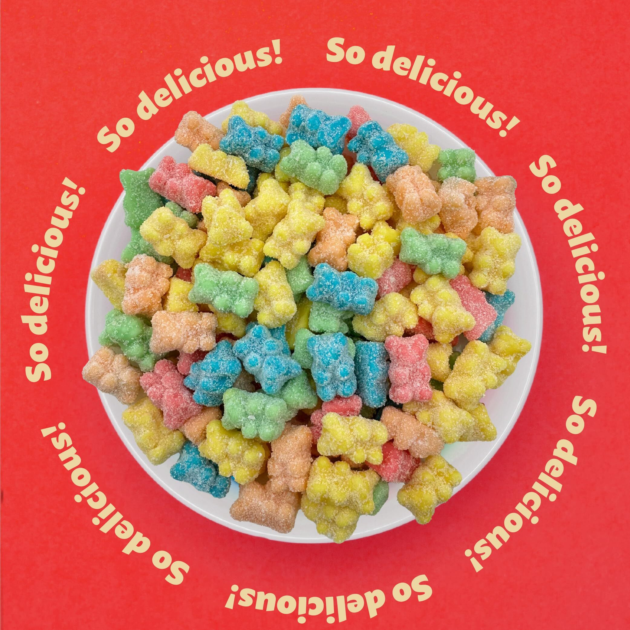 Sour Neon Gummy Bears Candy, Assorted Fruit Flavors, 2-Pound Bag